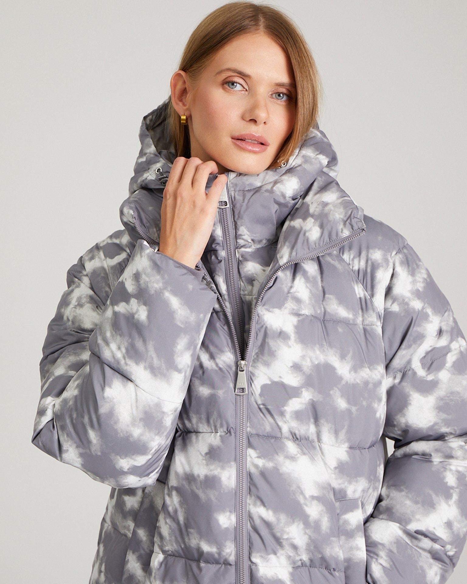 Basic printed puffer jacket, Grey — photo 9