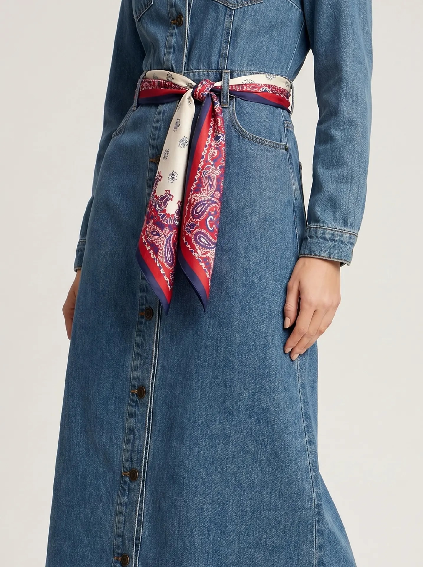 denim trench dress, blue — photo 5