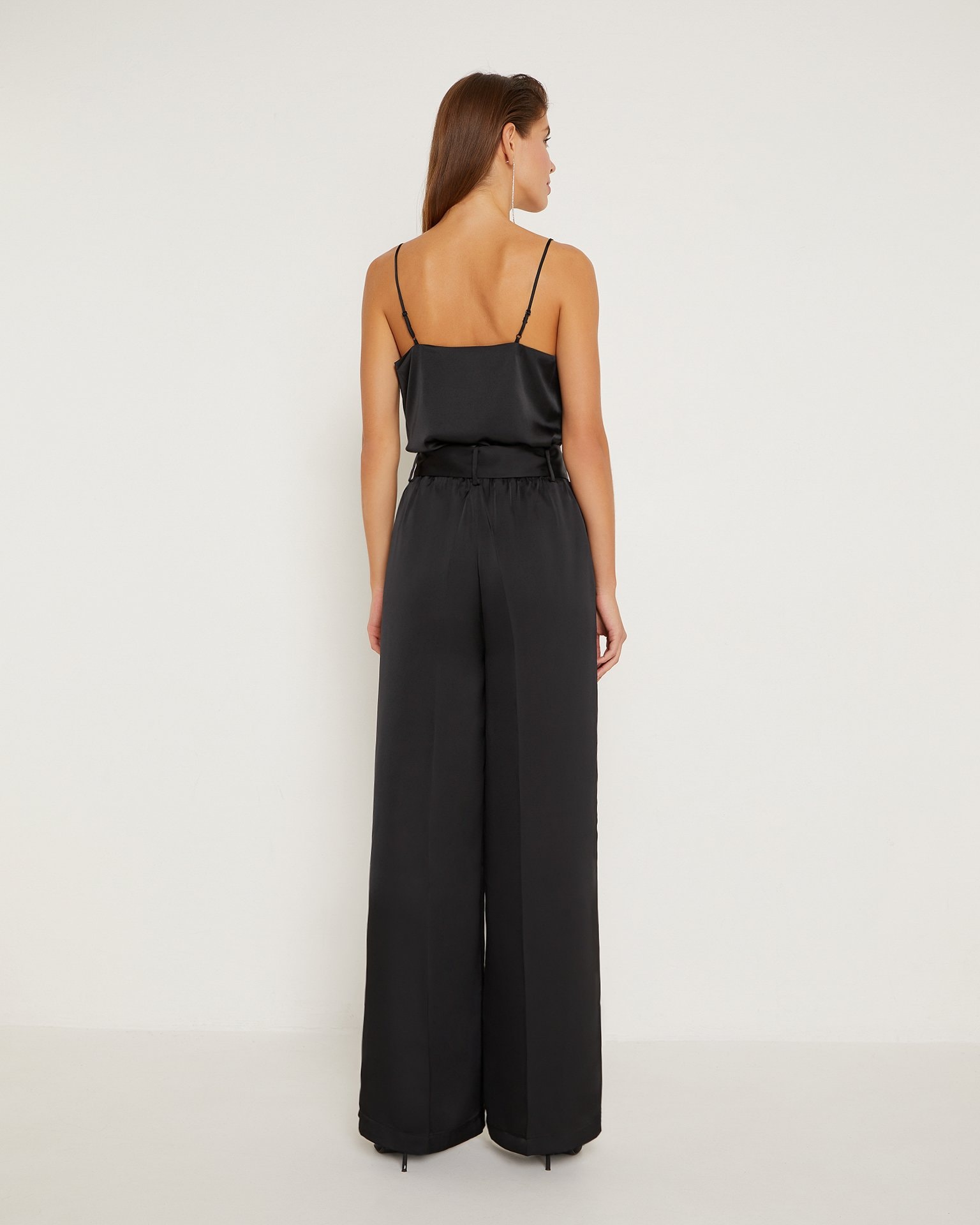 Satin Trousers with Creases, Black — photo 4