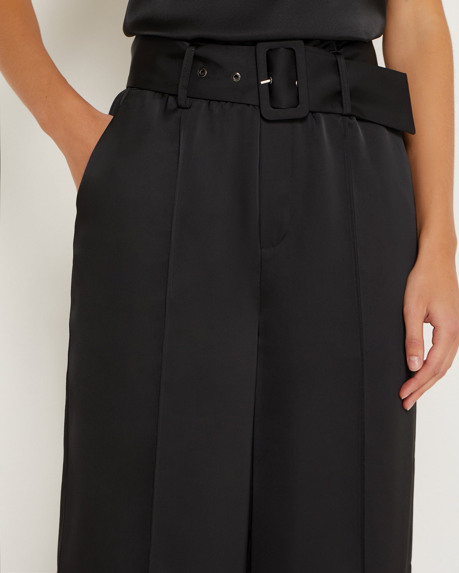 Satin Trousers with Creases, Black — photo 6