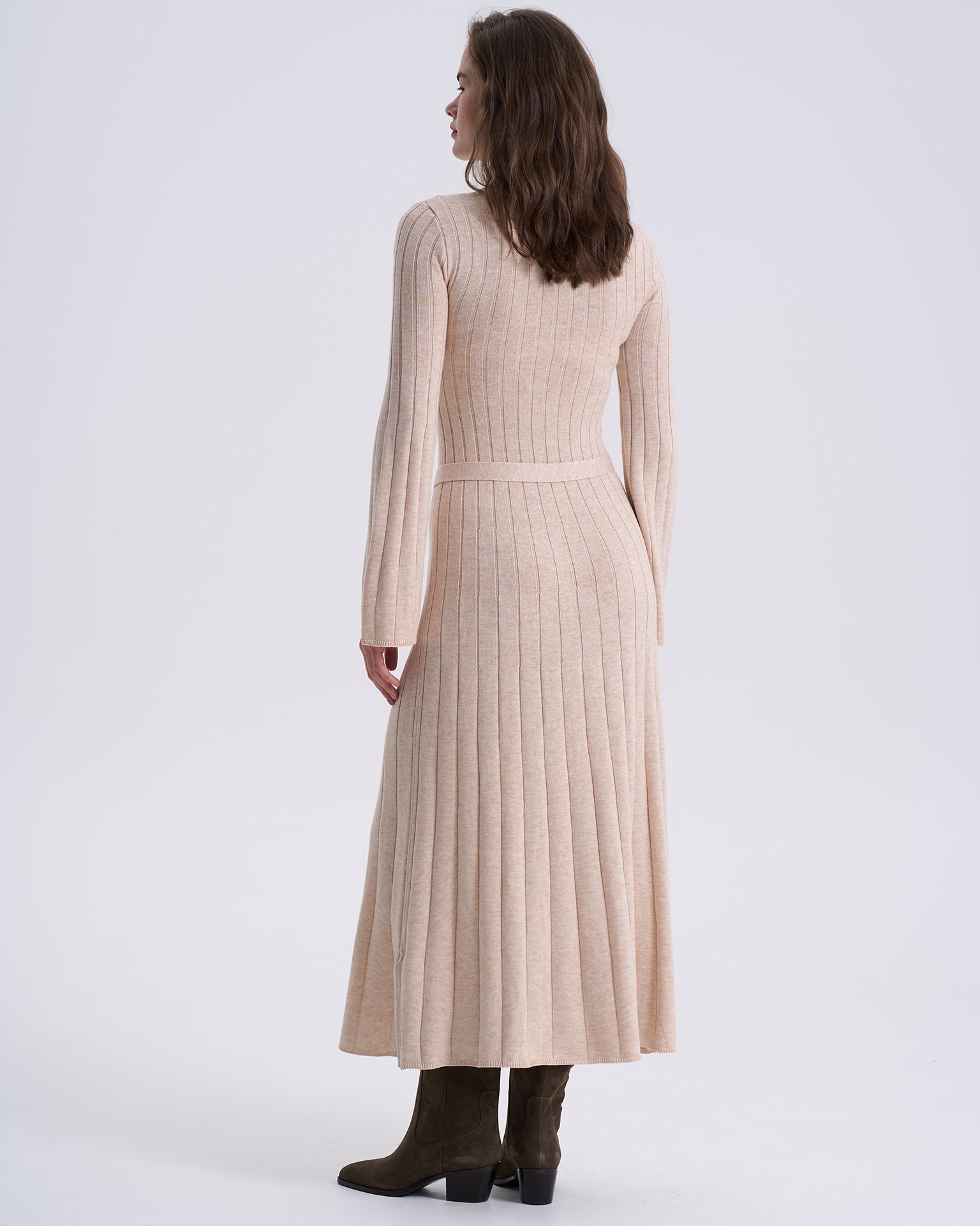 Knit midi dress, Beige — photo 3