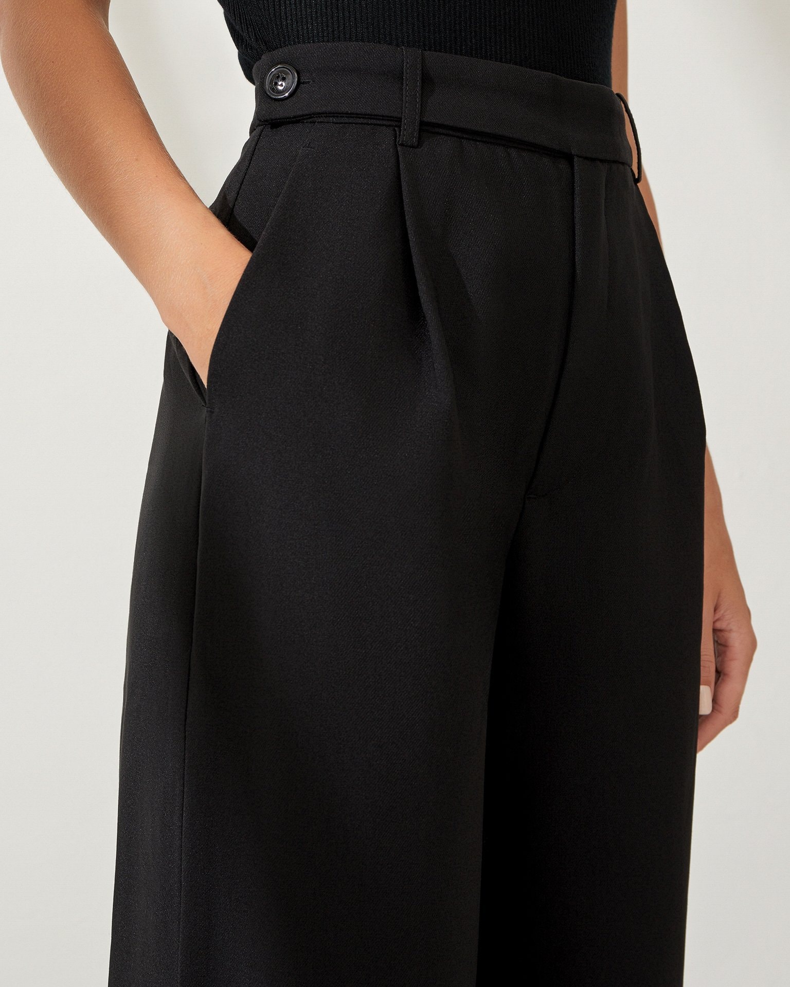 Wide-leg trousers, Black — photo 6