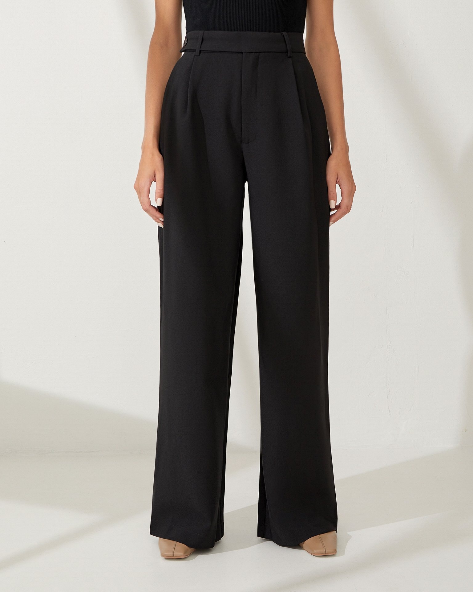Wide-leg trousers, Black — photo 3