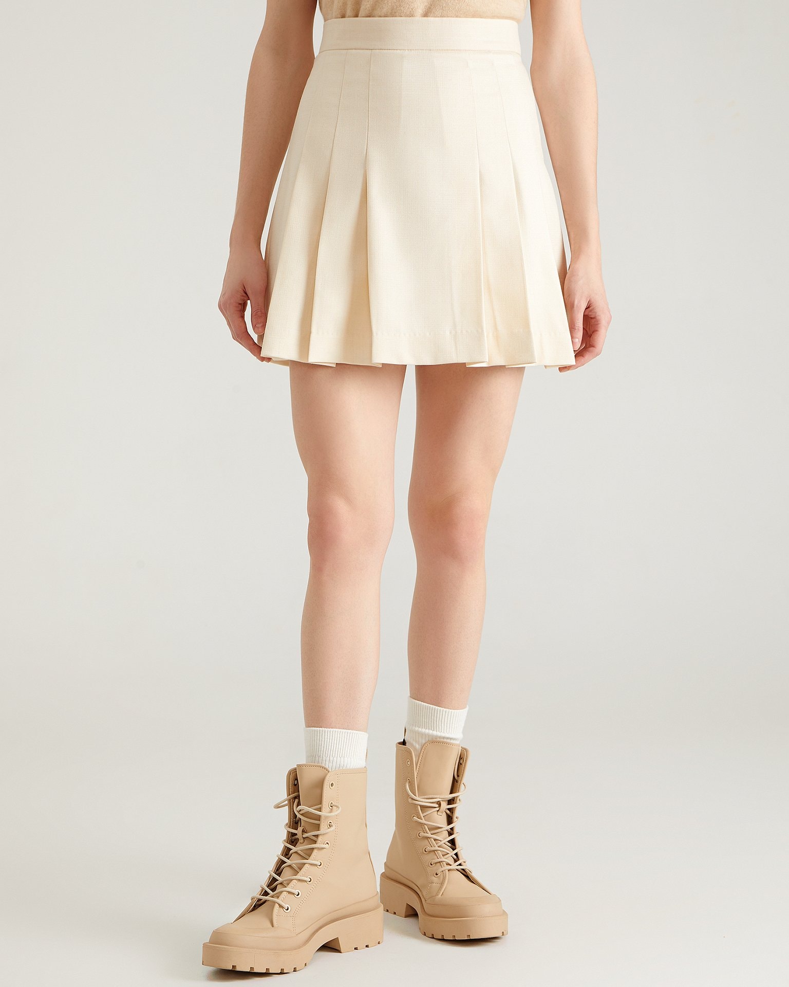 Pleated skirt, Light Beige — photo 4