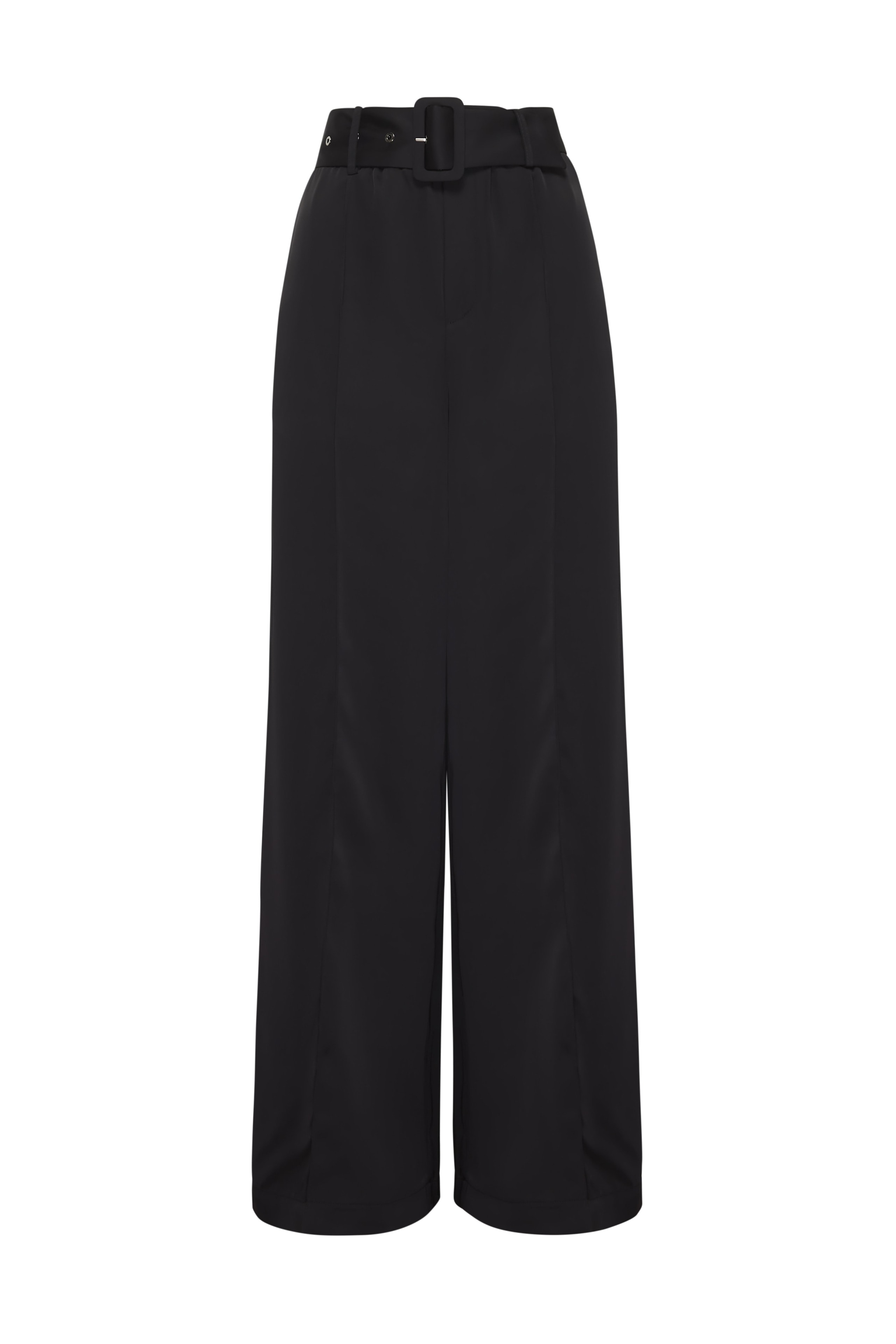 Satin Trousers with Creases, Black