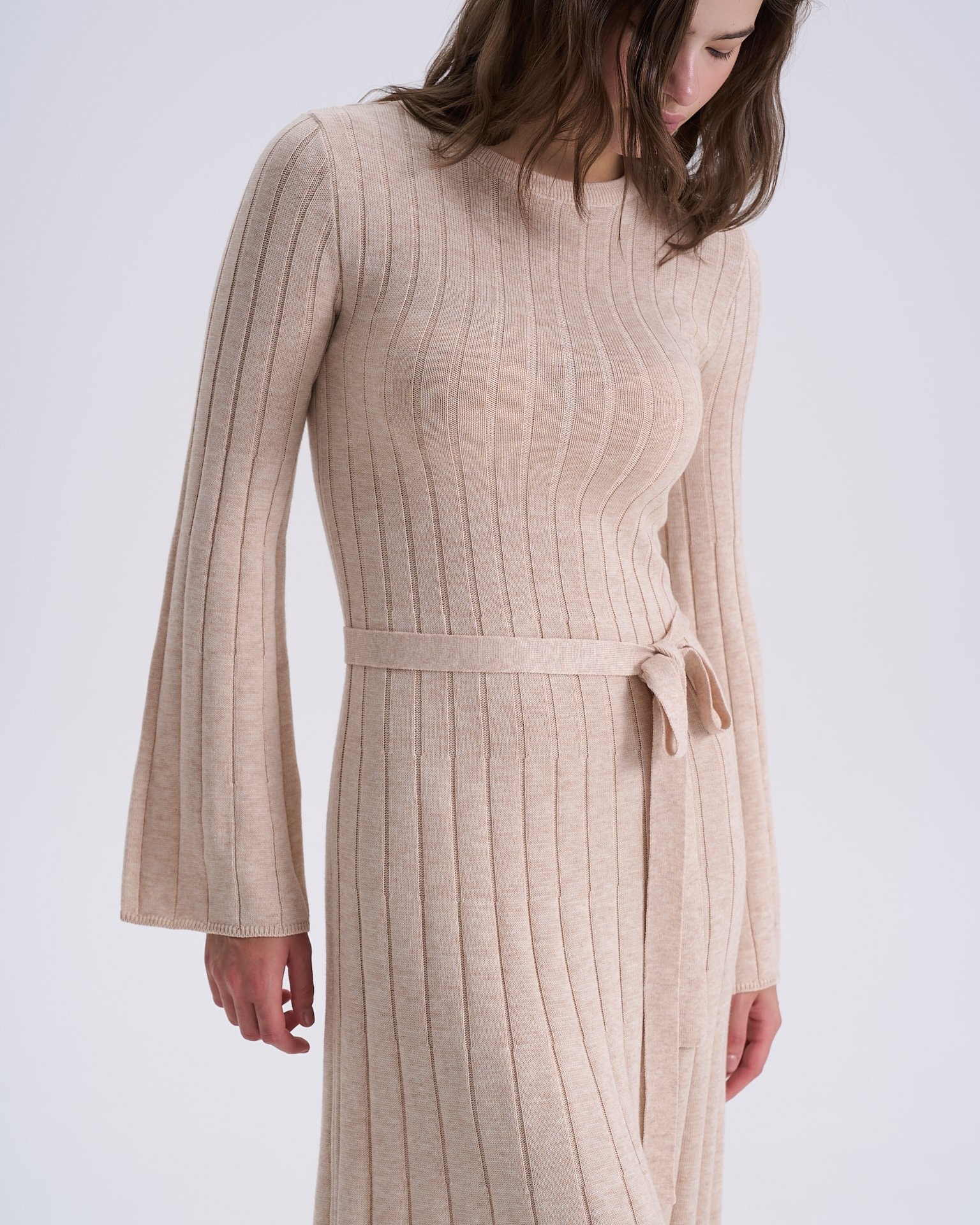 Knit midi dress, Beige — photo 7