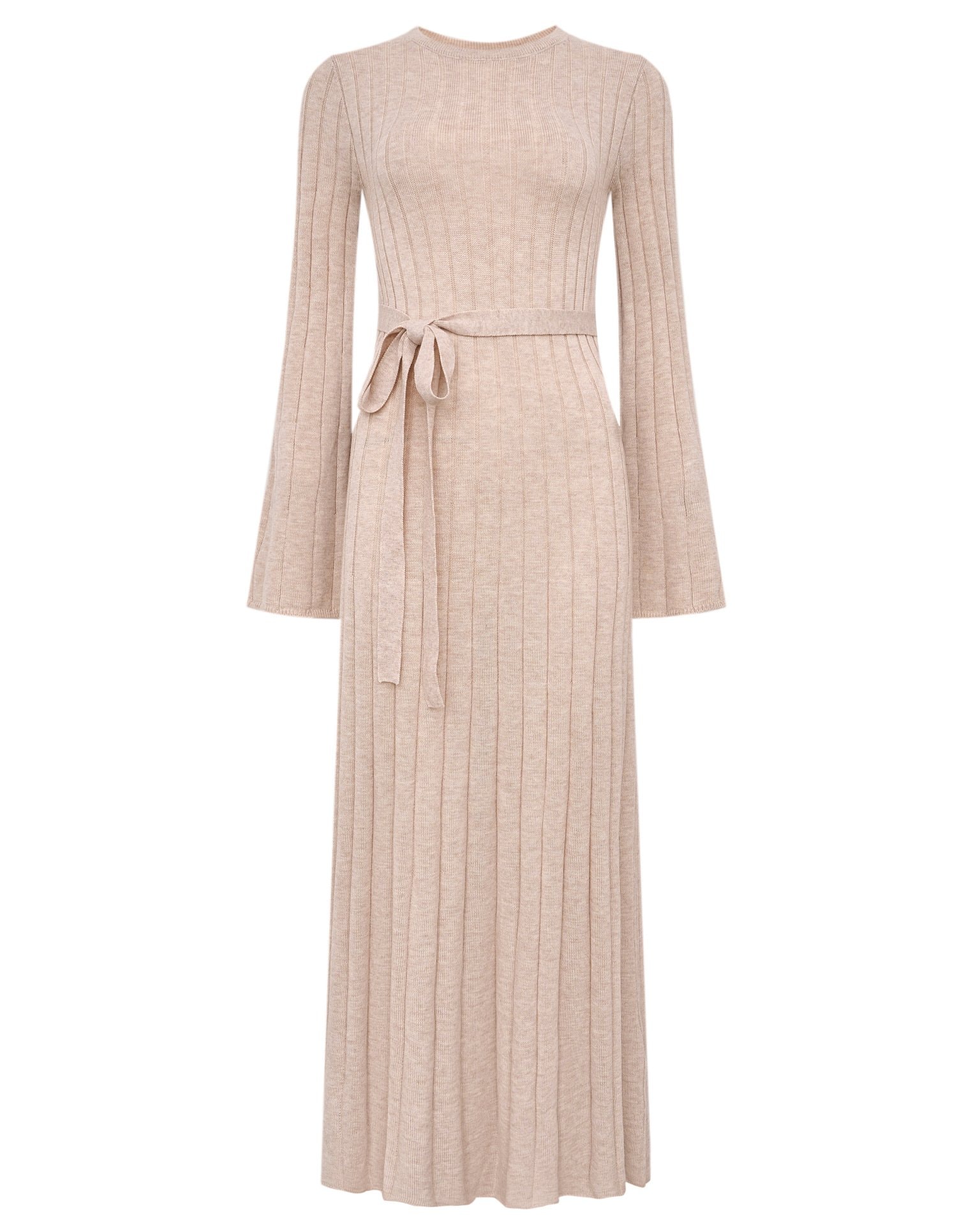Knit midi dress, Beige — photo 8