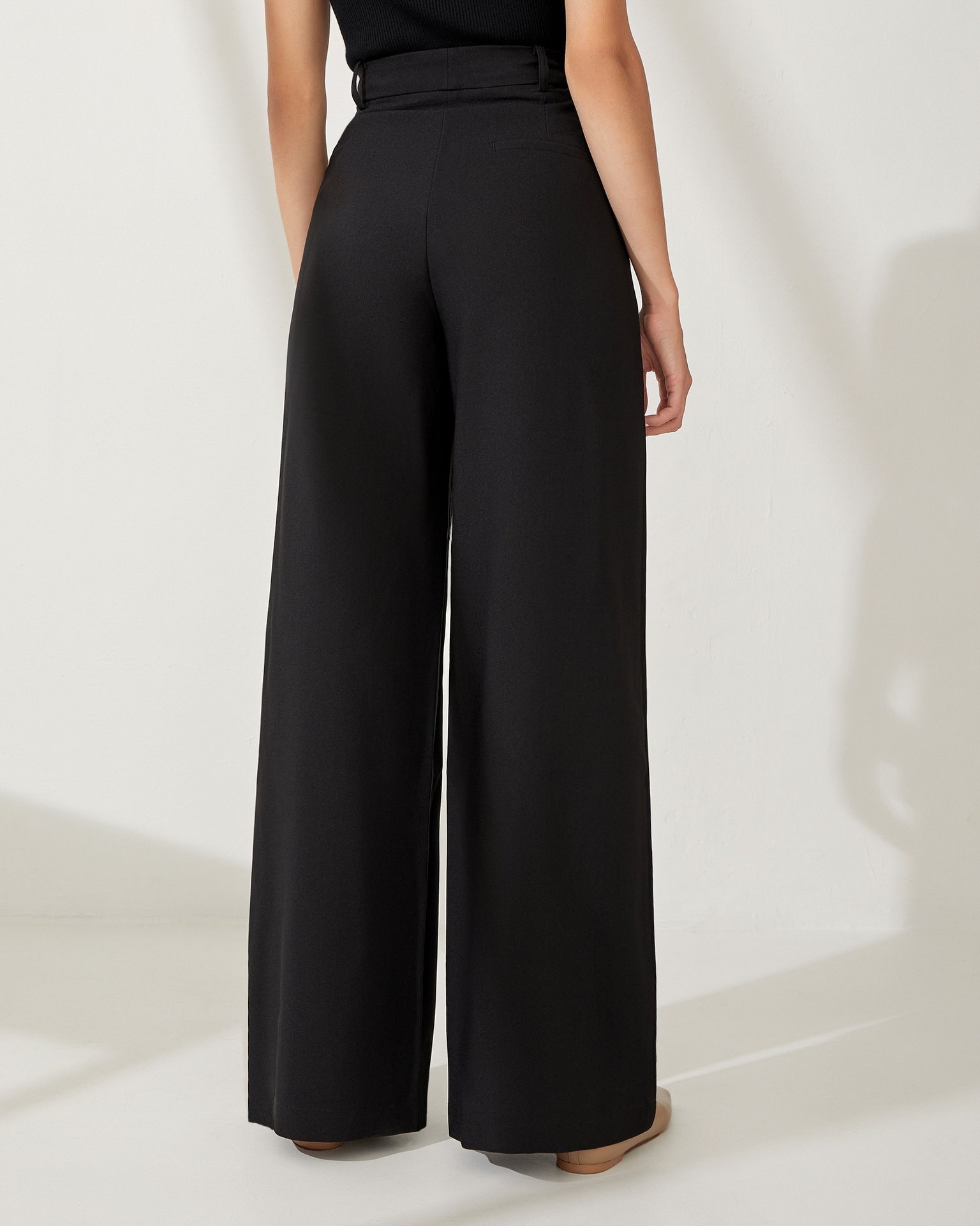 Wide-leg trousers, Black — photo 4