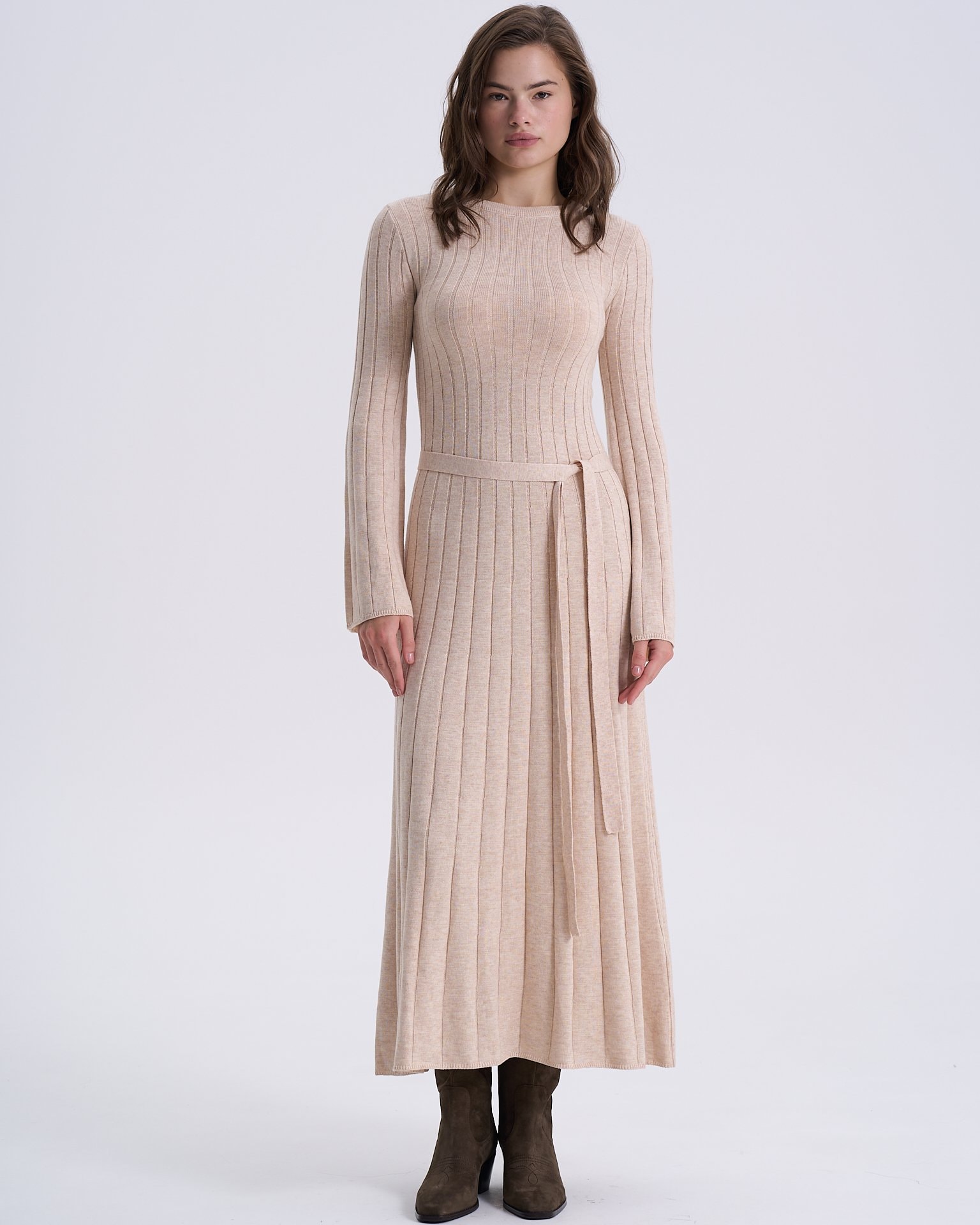 Knit midi dress, Beige