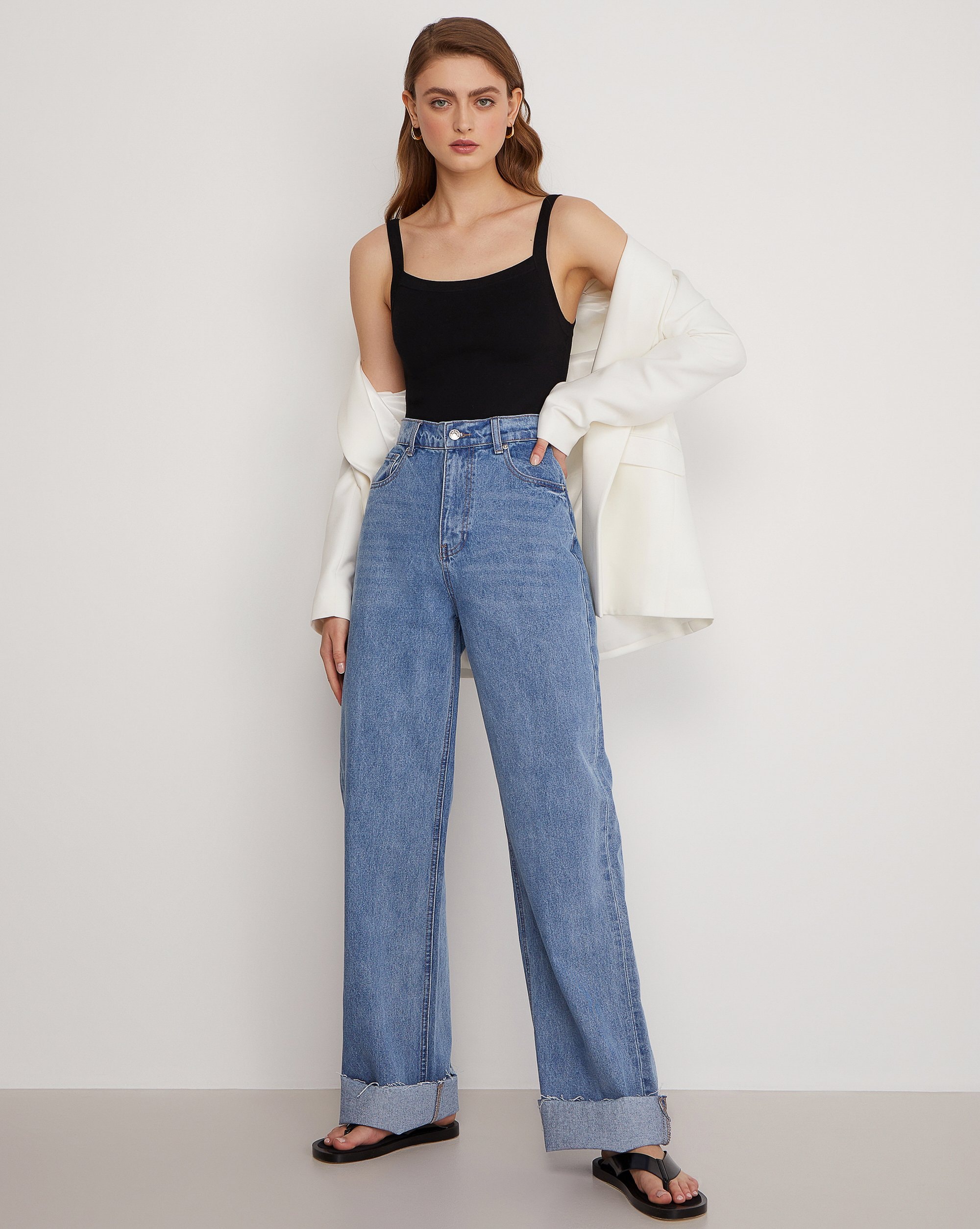 Turn-up jeans, Blue