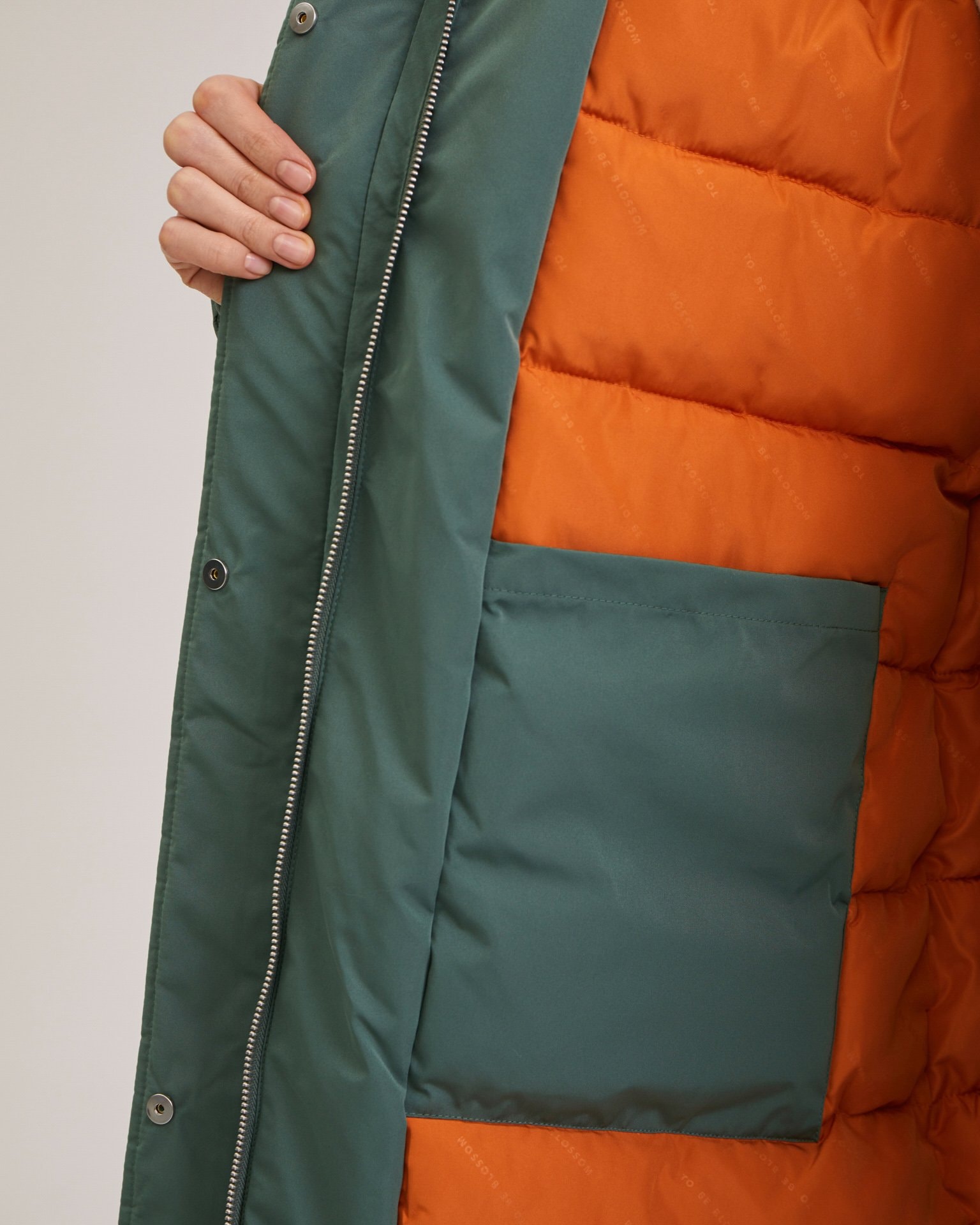 Straight-cut down jacket, Khaki — photo 9