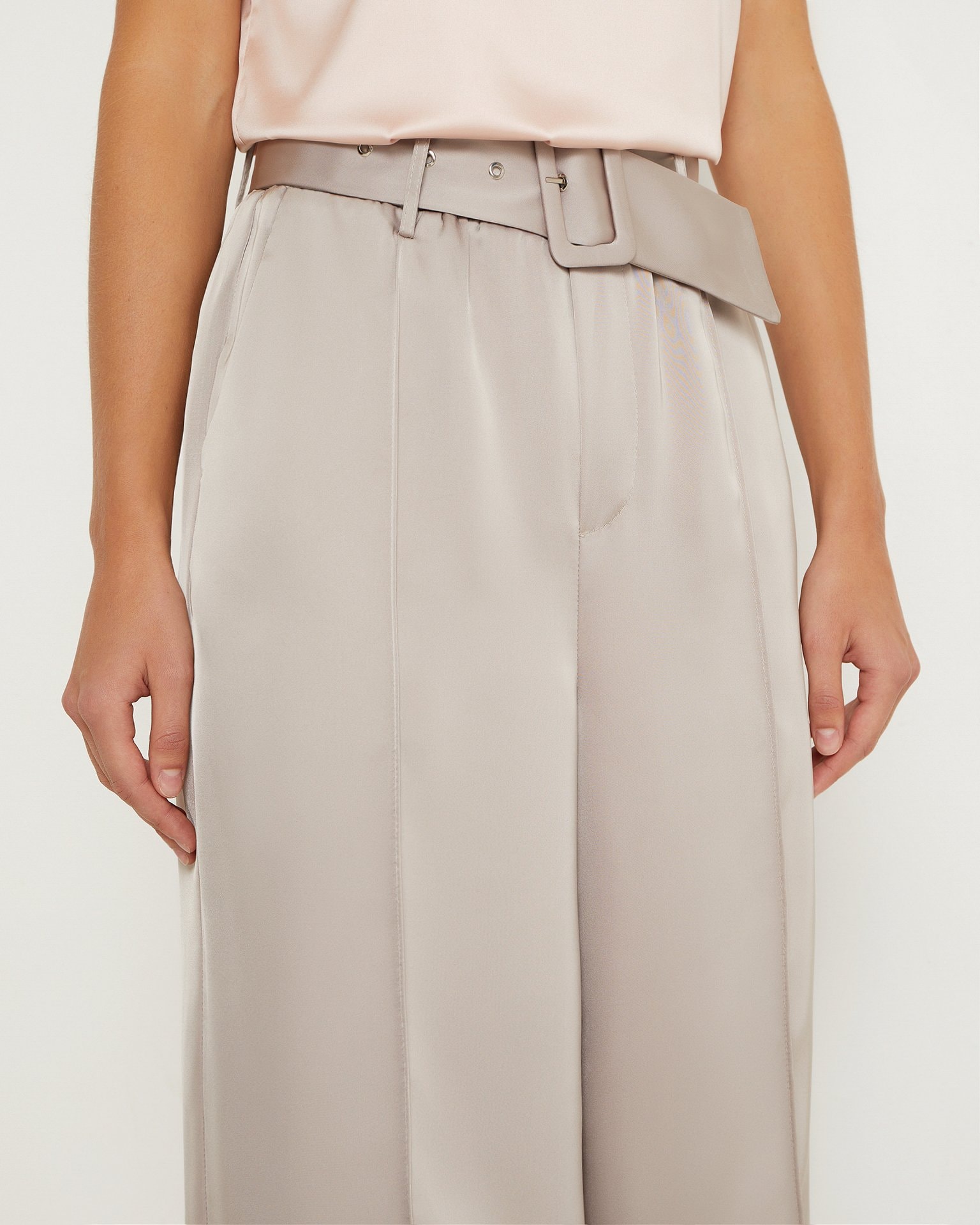 Wide-leg satin trousers, Nude — photo 6