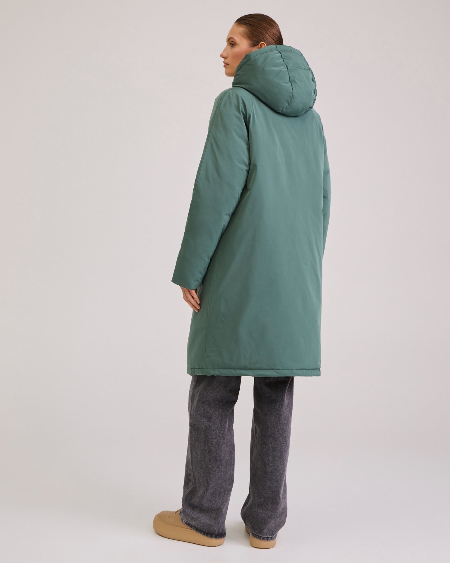 Straight-cut down jacket, Khaki — photo 7