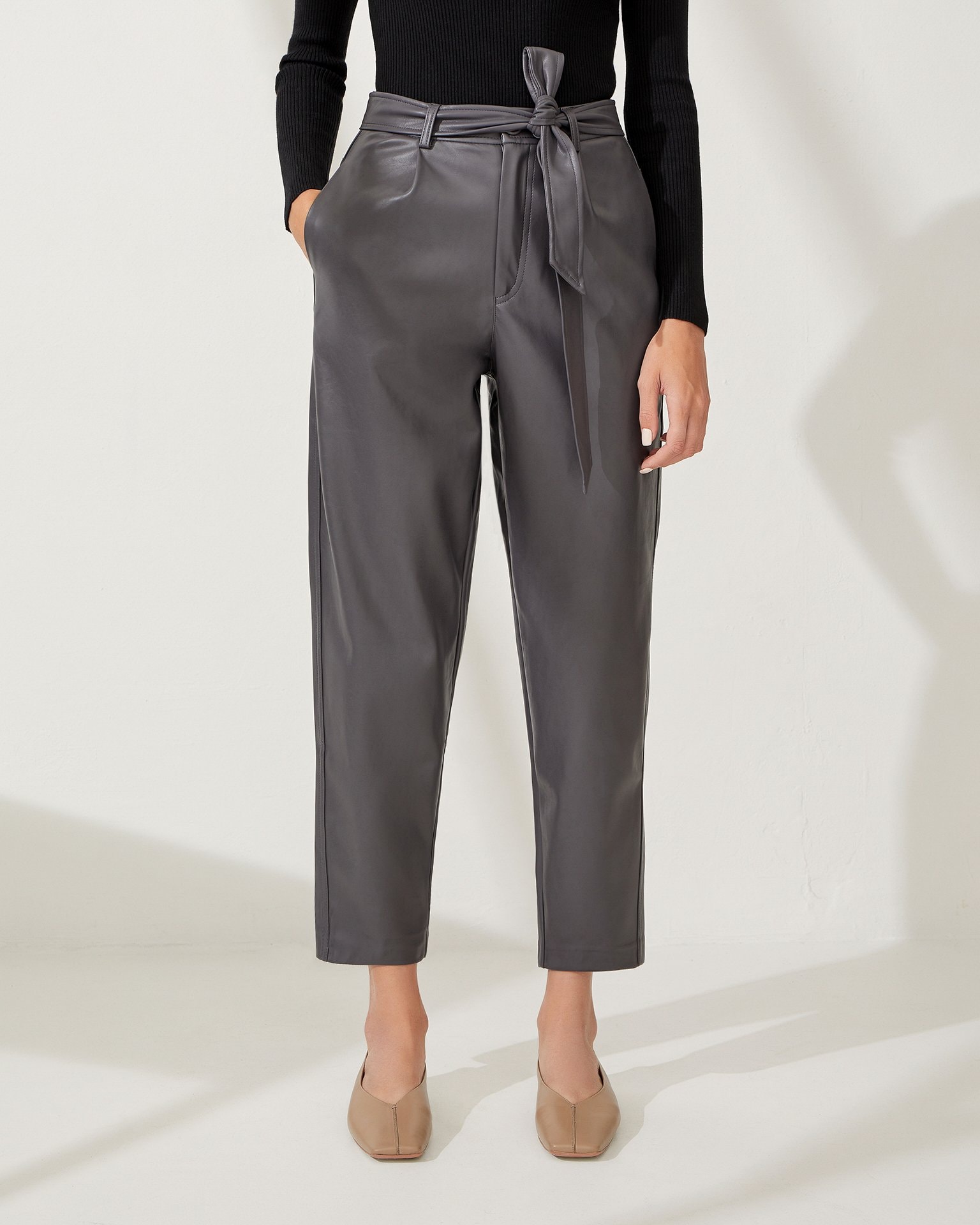 Tapered-leg trousers, Graphite