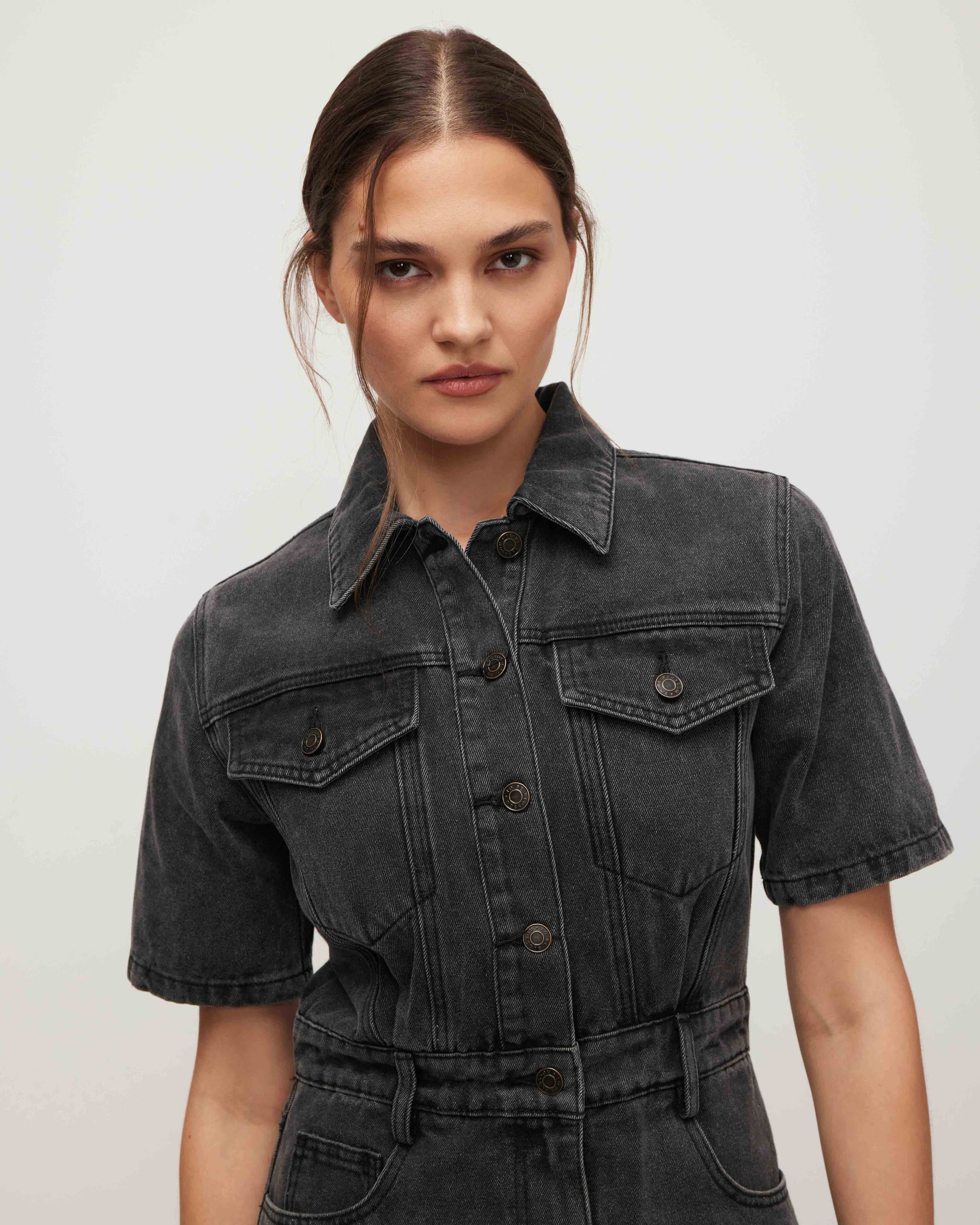 Denim mini dress, Grey — photo 6