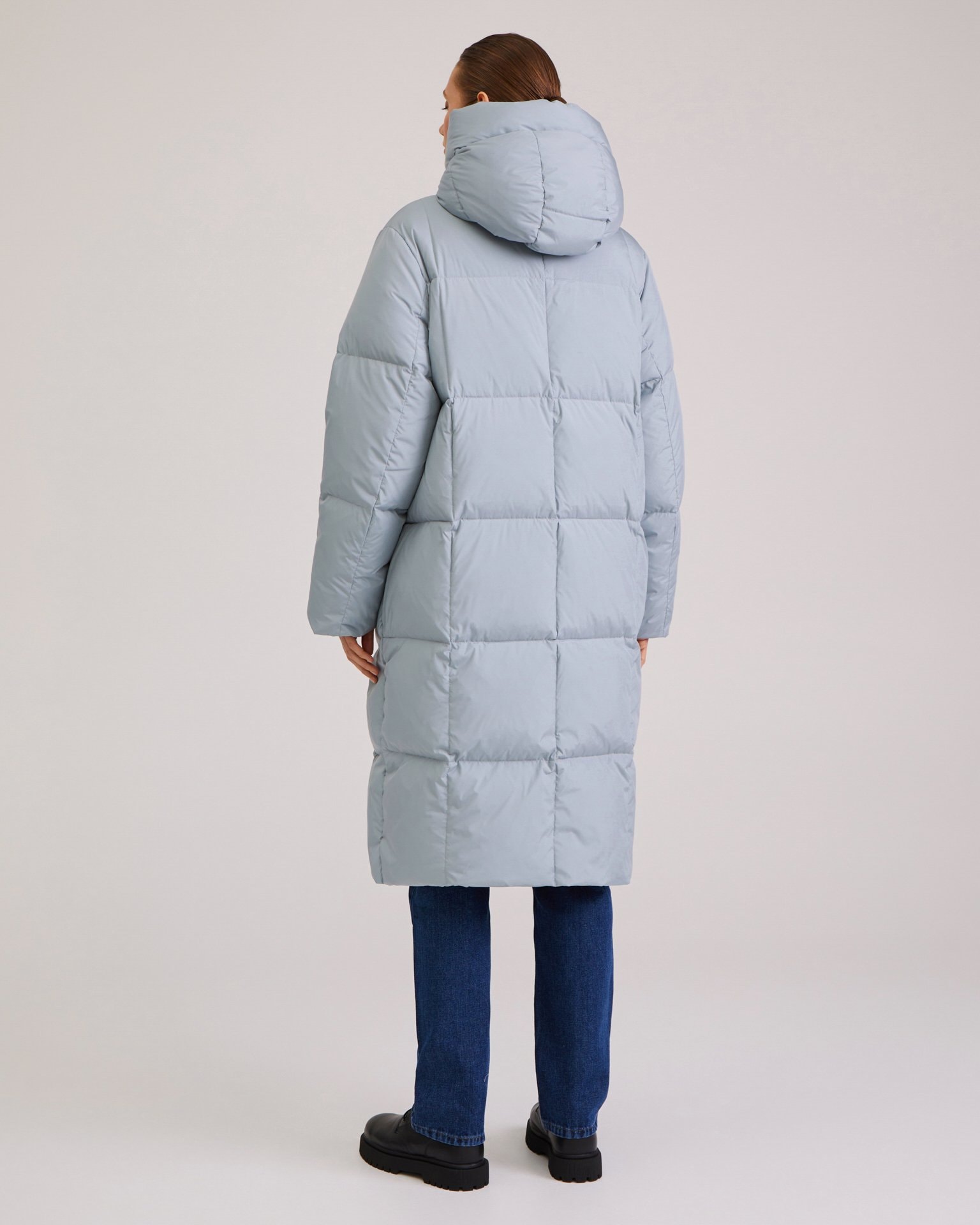 Longline down jacket in grey-blue, Grey — photo 5
