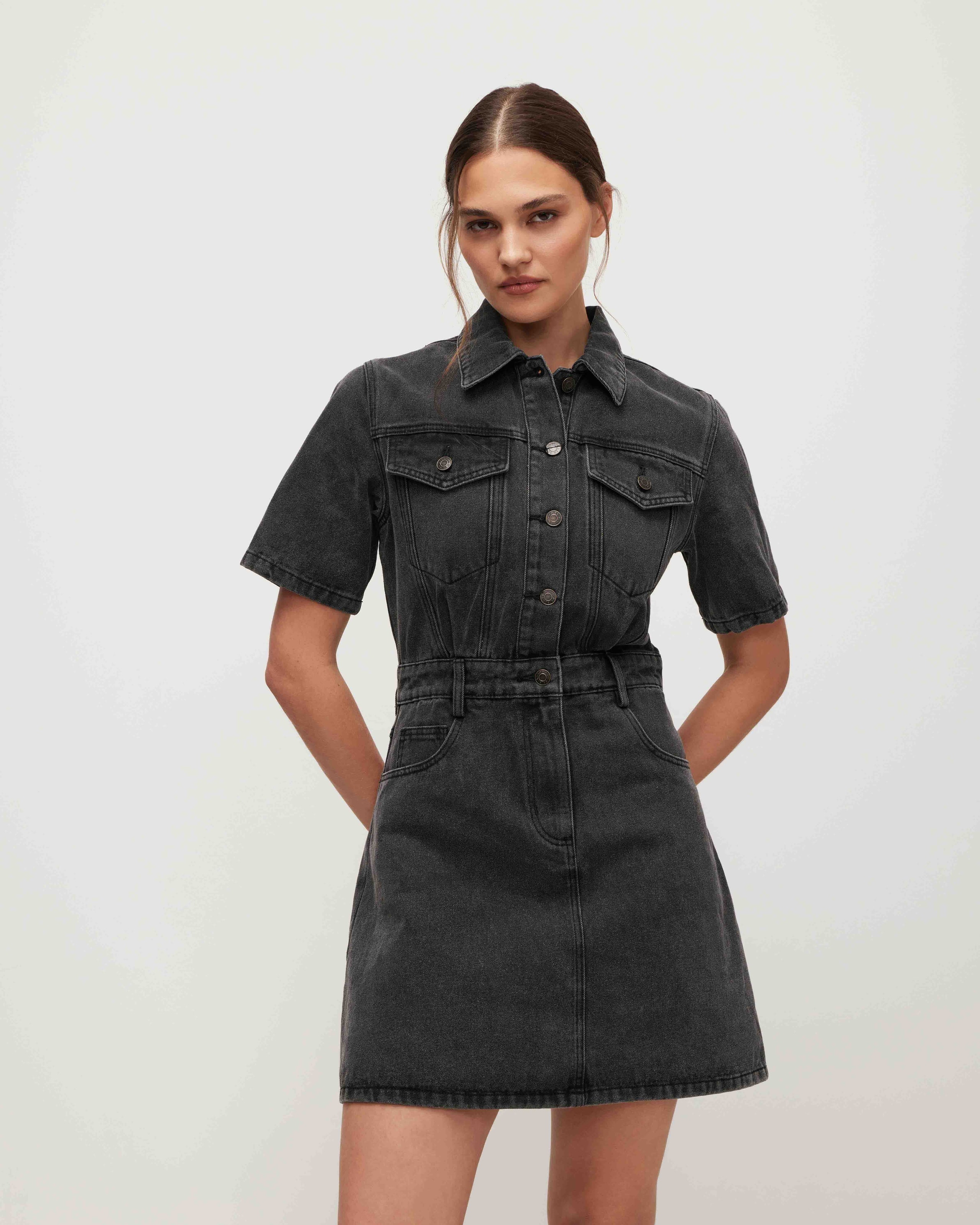 Denim mini dress, Grey — photo 3