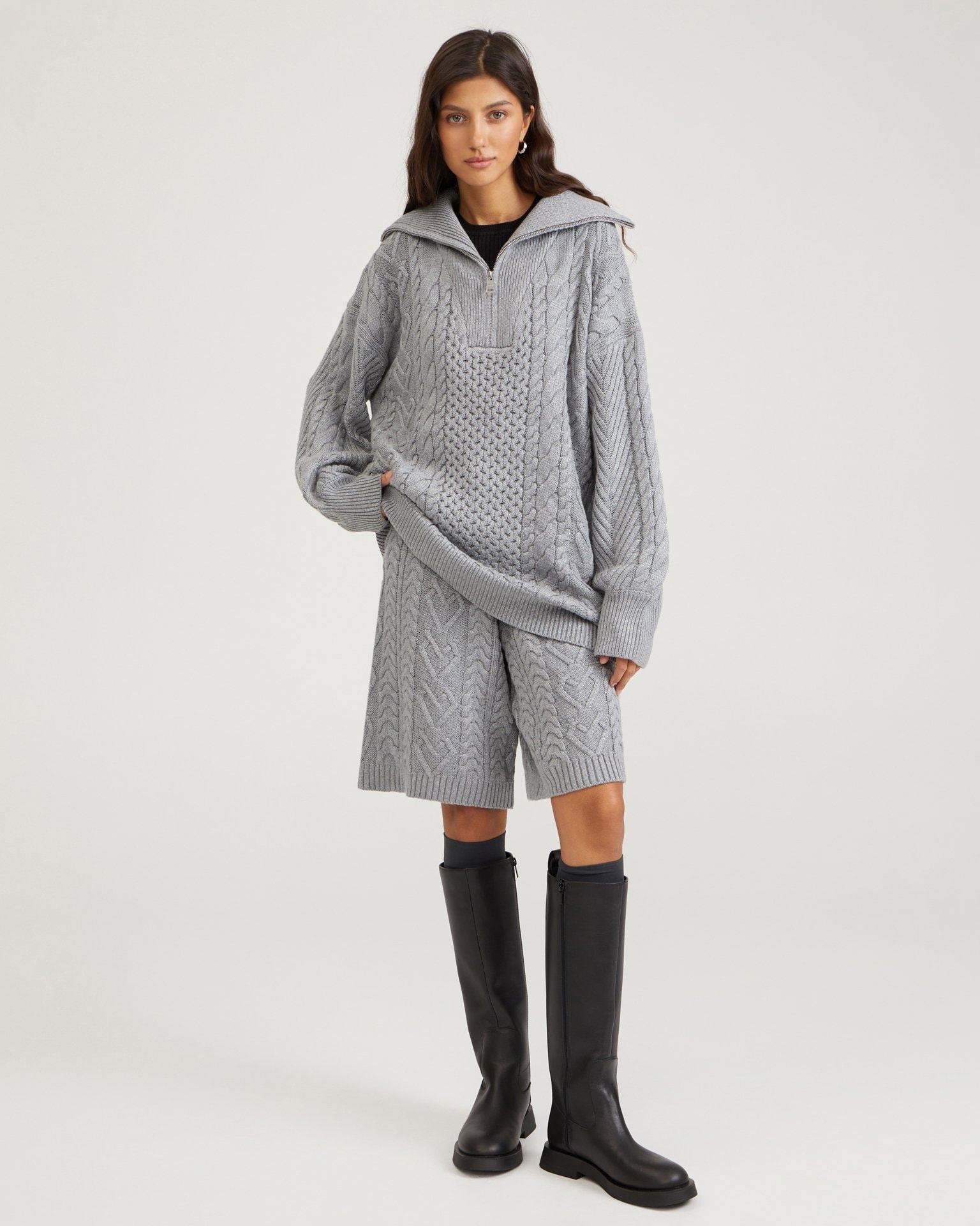 Knit Bermuda shorts, Grey — photo 4