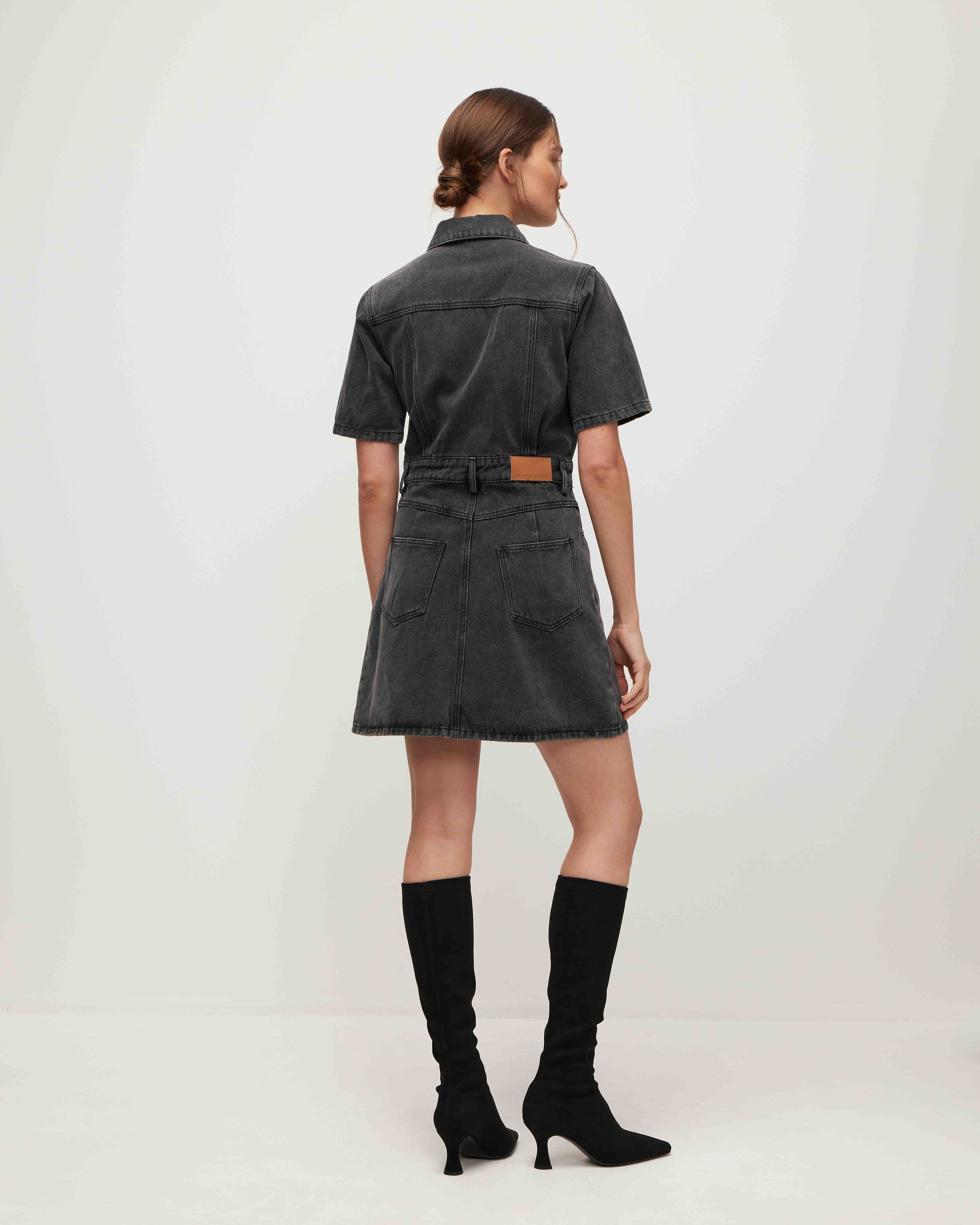 Denim mini dress, Grey — photo 5