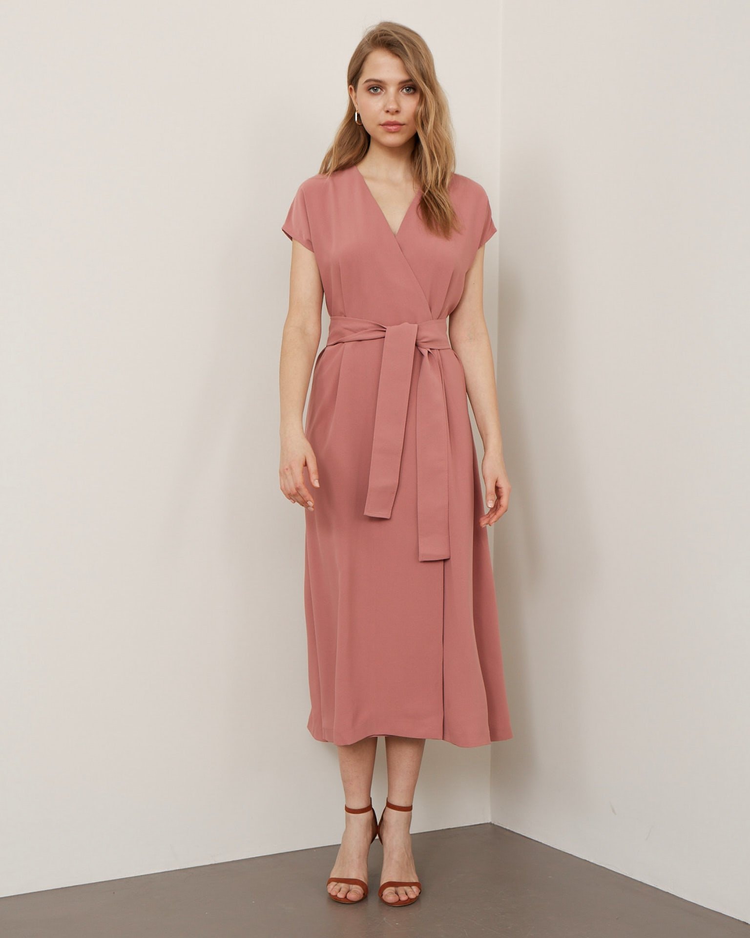Belted waist dress, Grey-Brown — photo 3
