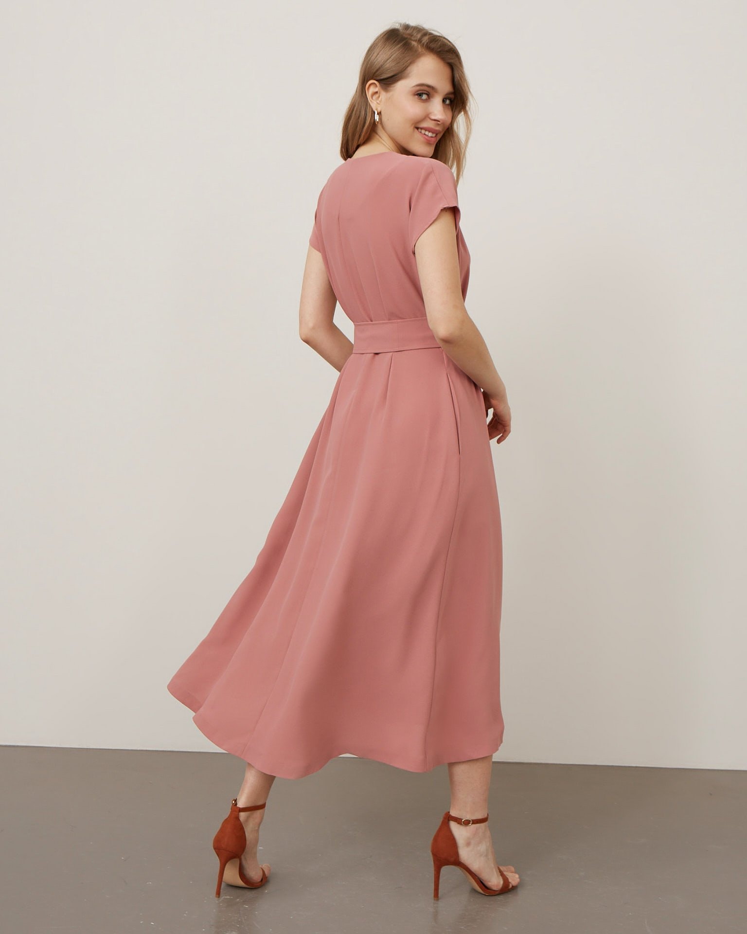 Belted waist dress, Grey-Brown — photo 4