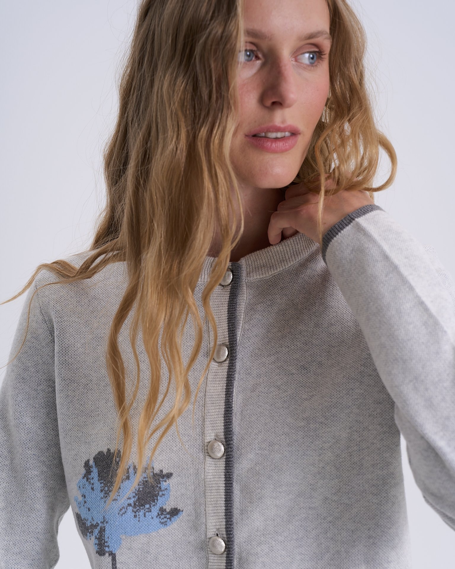 Cropped cardigan, Light Grey — photo 5