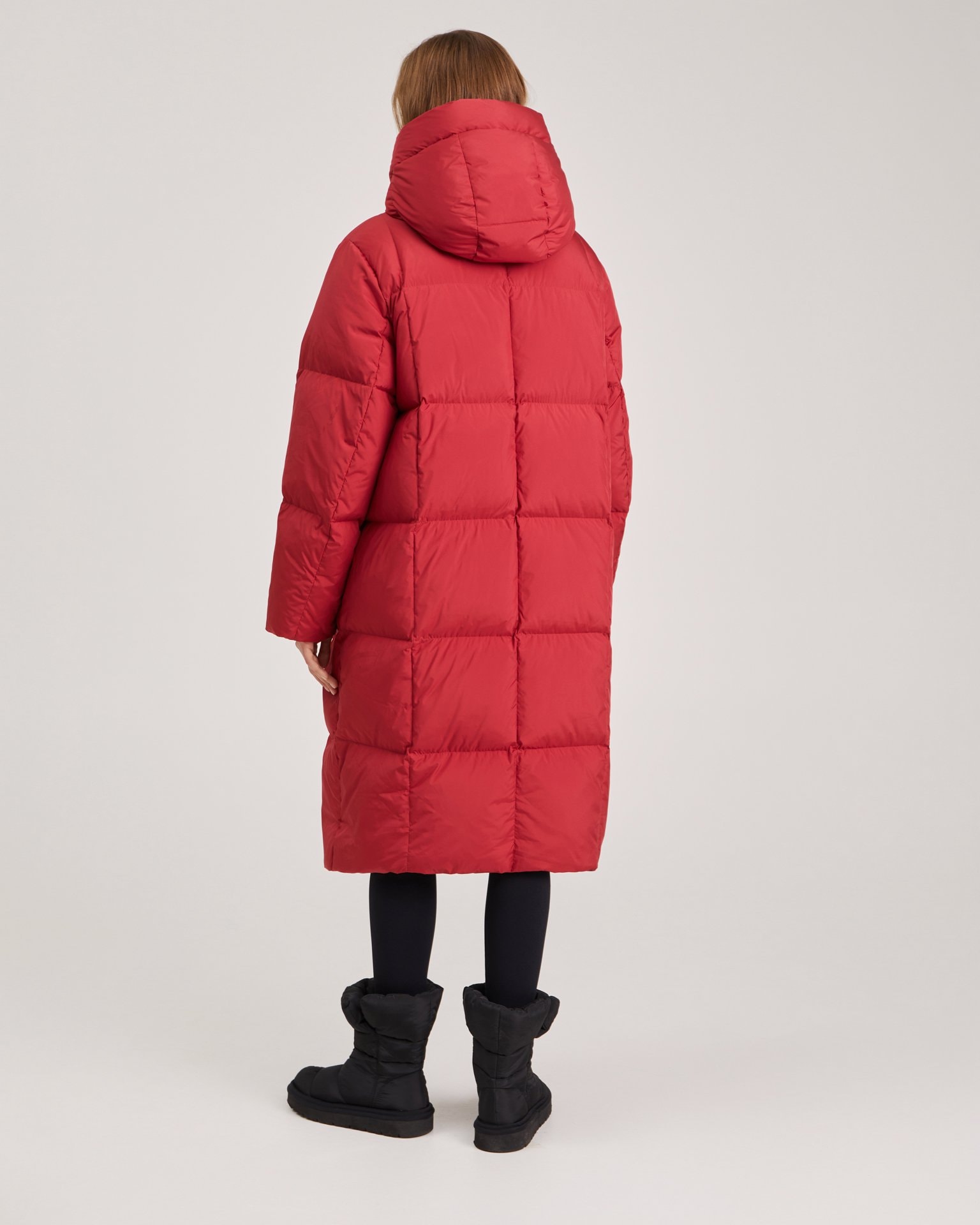Long padded coat in marsala, Marsala — photo 4