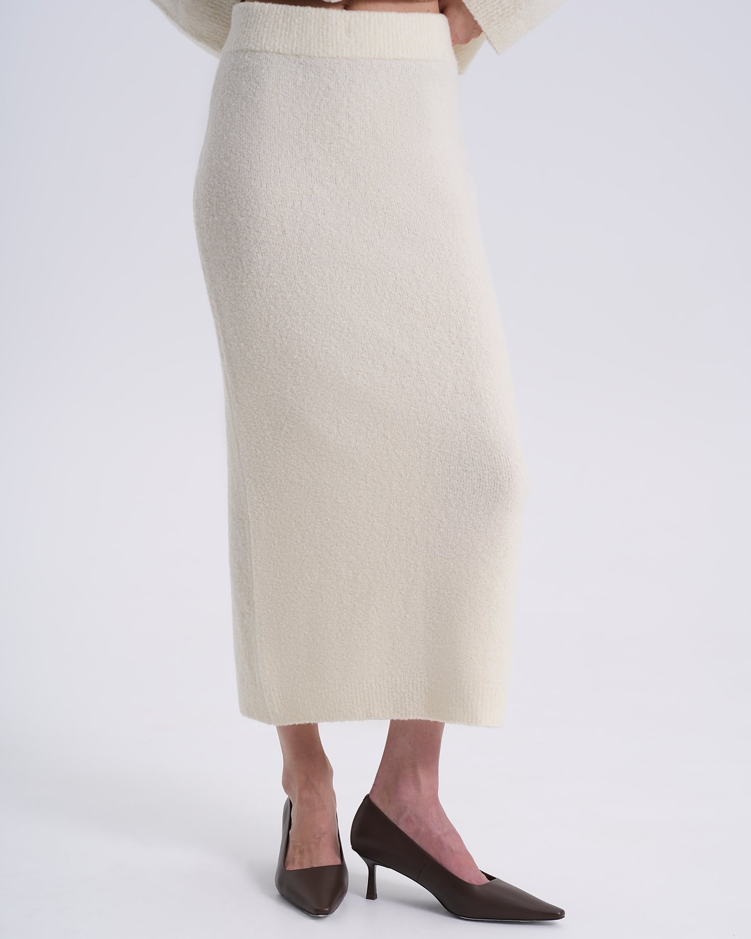 Wool midi skirt, Milky — photo 3