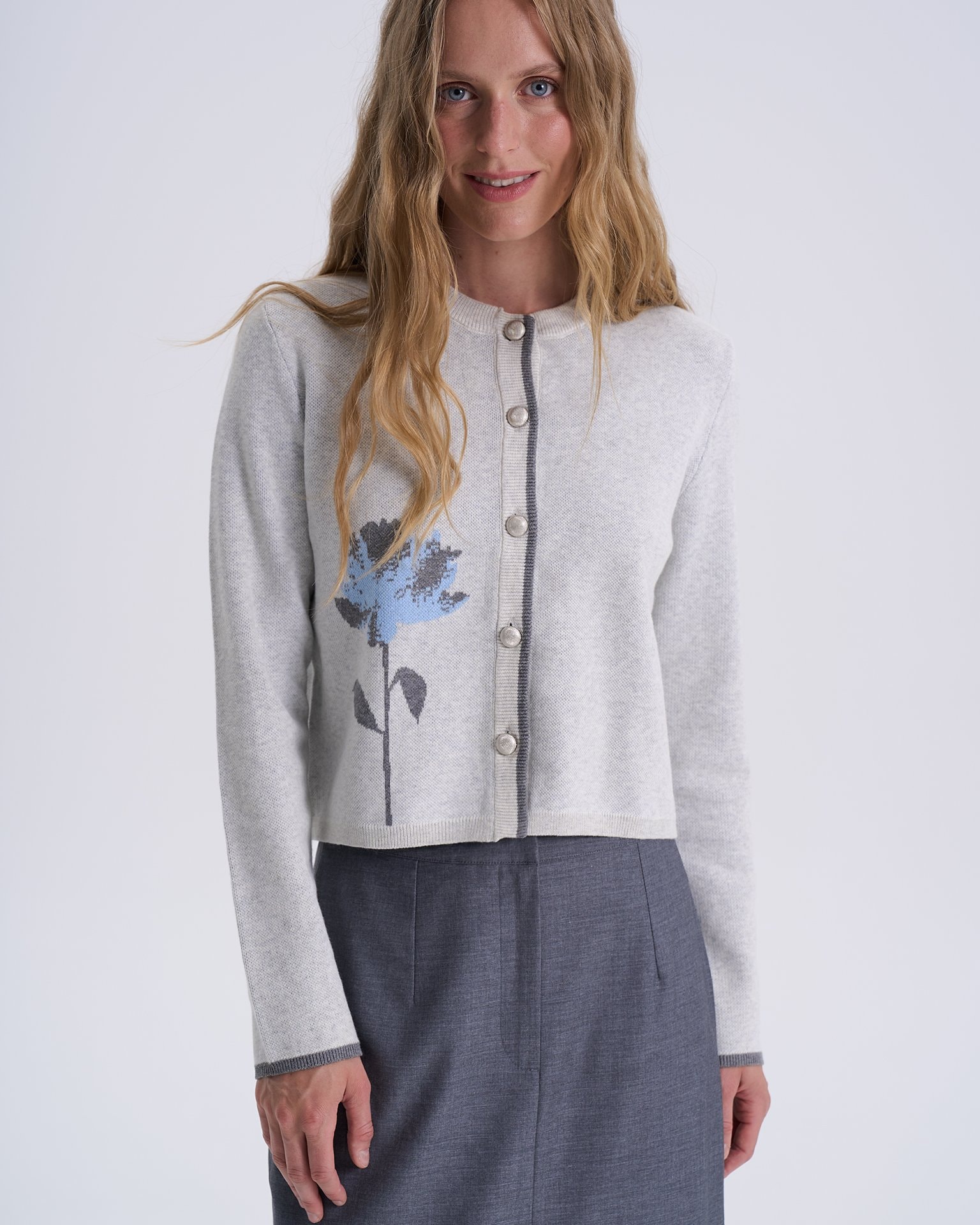 Cropped cardigan, Light Grey