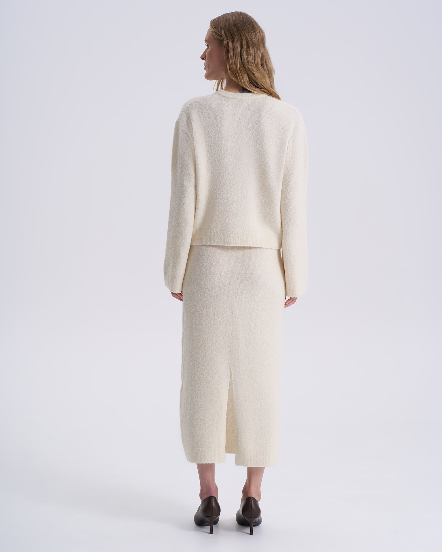 Wool midi skirt, Milky — photo 4