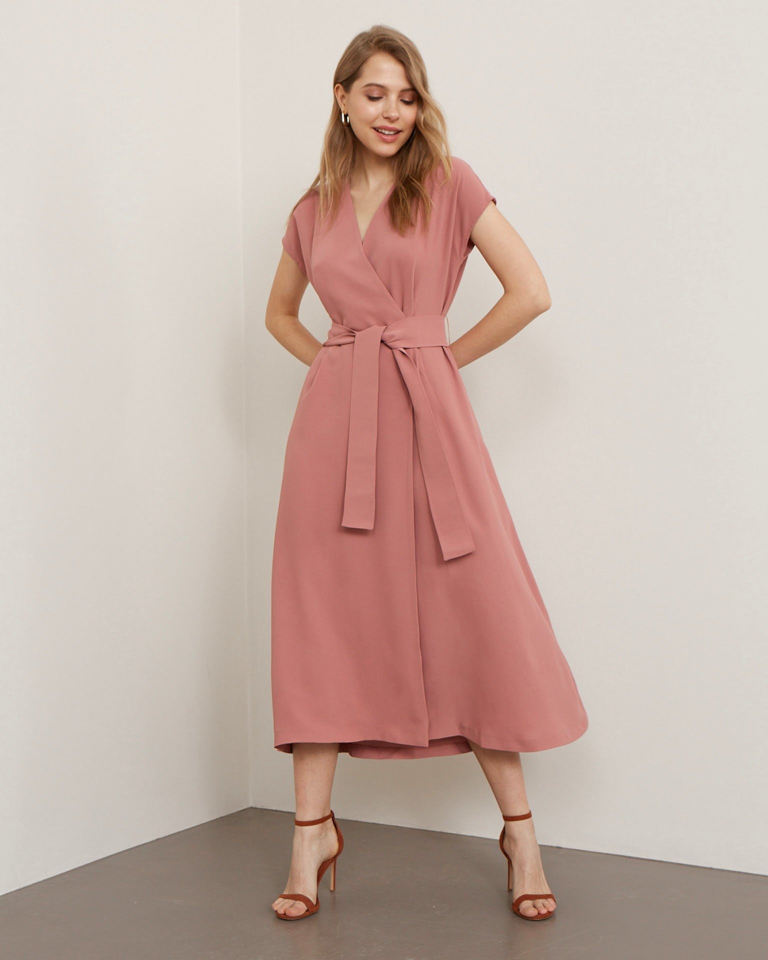 Belted waist dress, Grey-Brown — photo 2