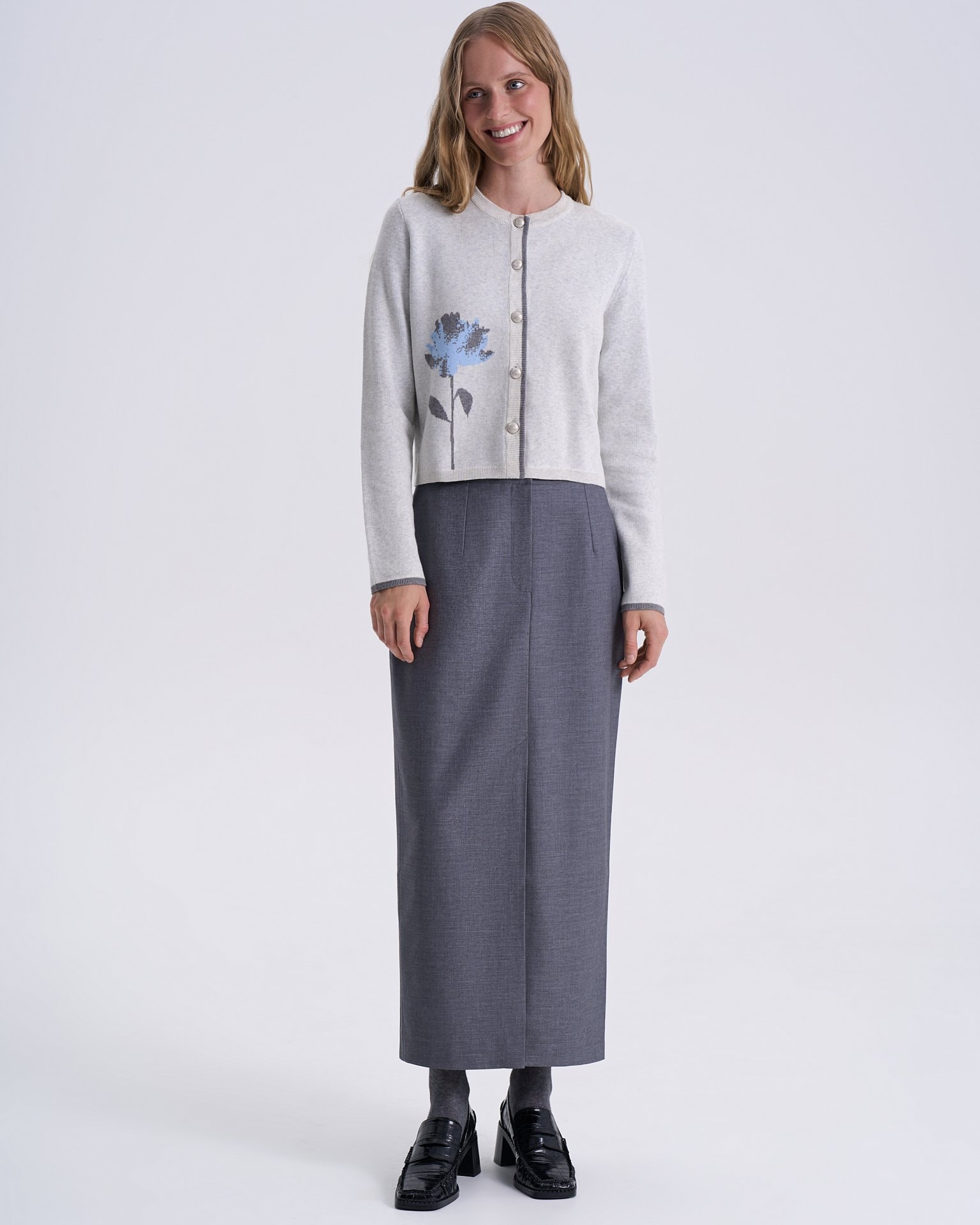 Cropped cardigan, Light Grey — photo 4