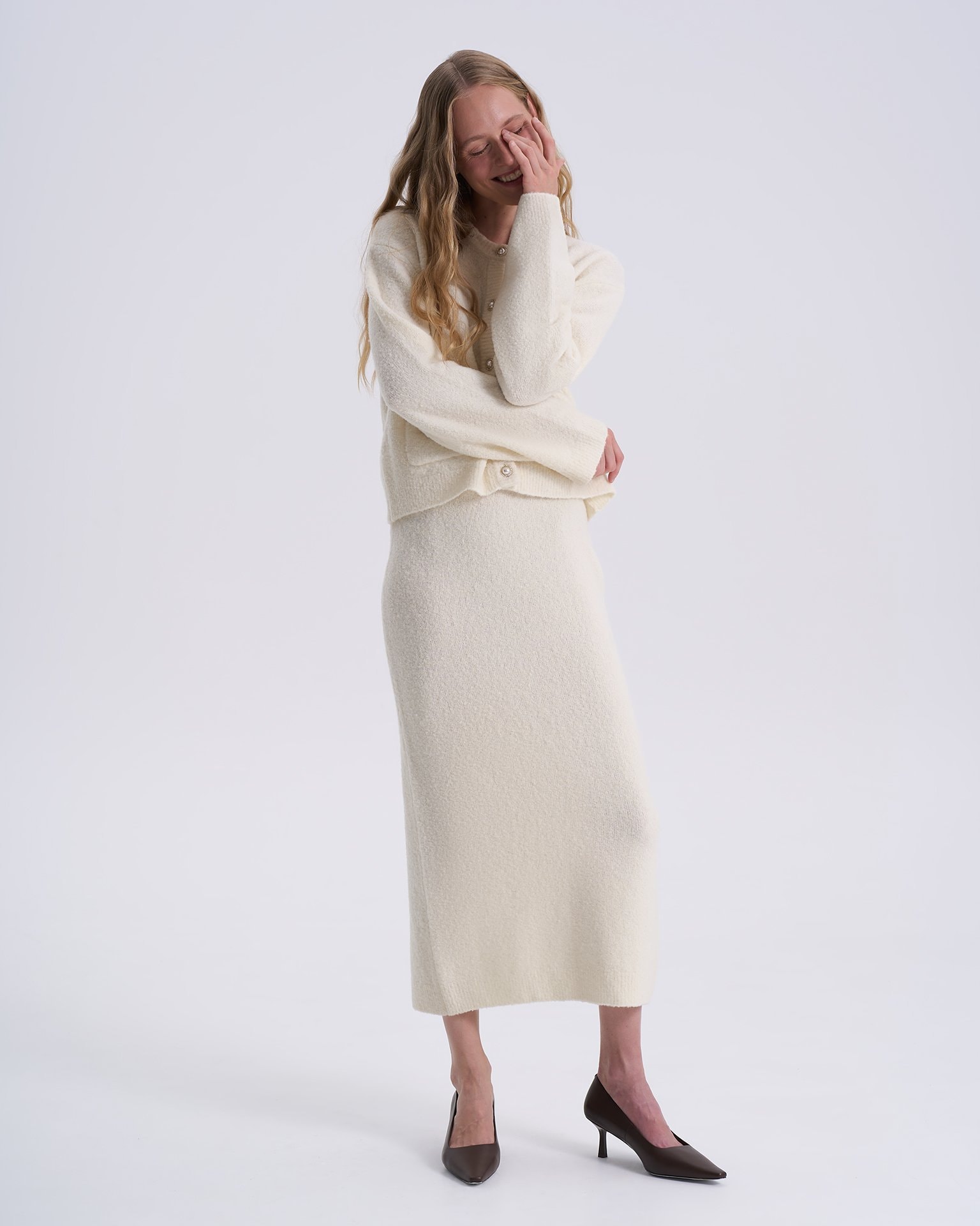 Wool midi skirt, Milky — photo 2