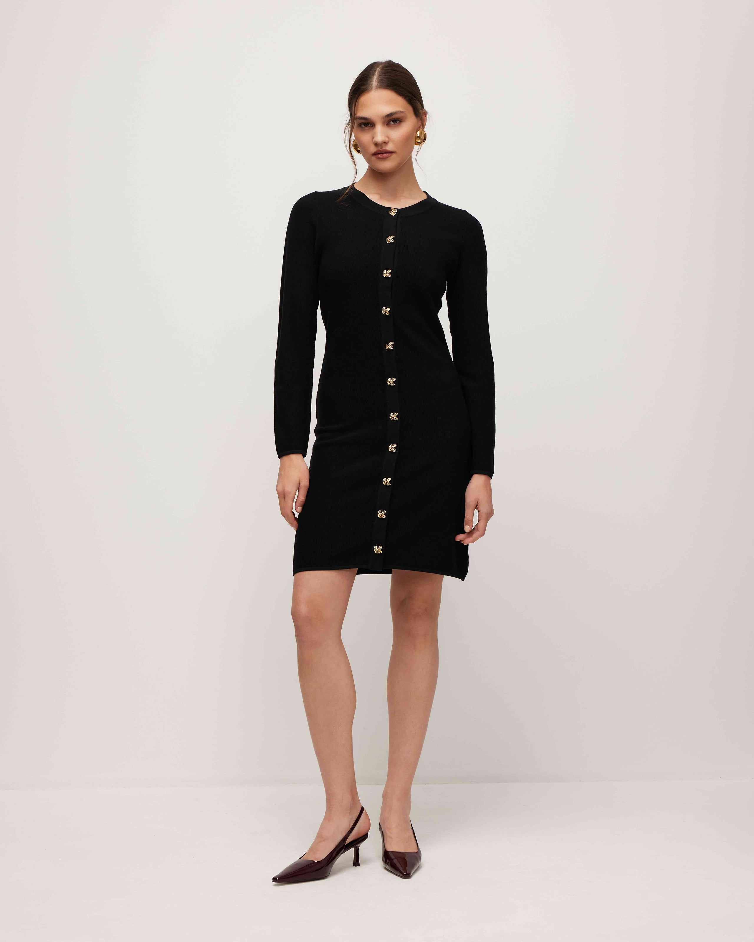 Button-down knit dress