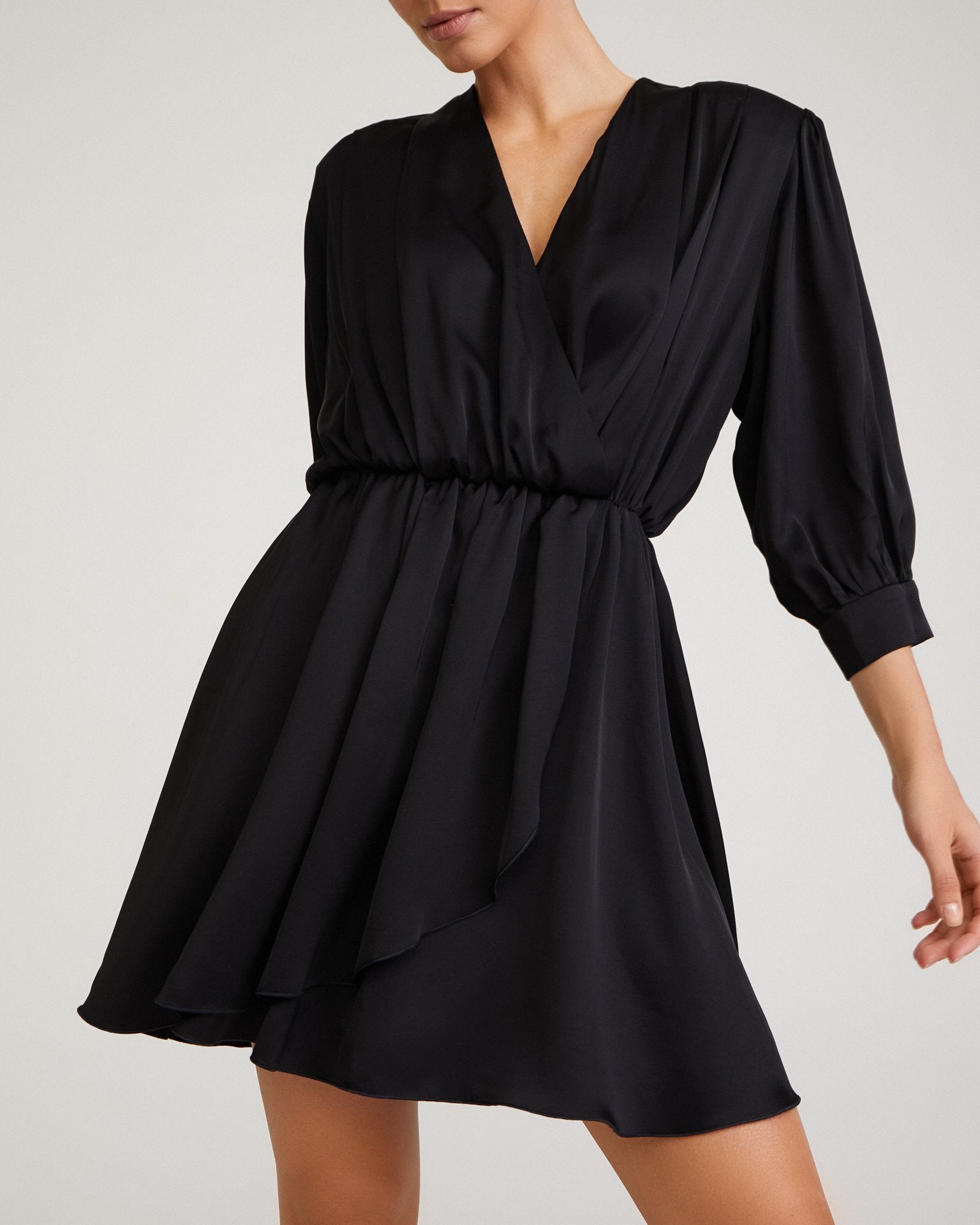 Long-sleeved mini dress, Black — photo 7