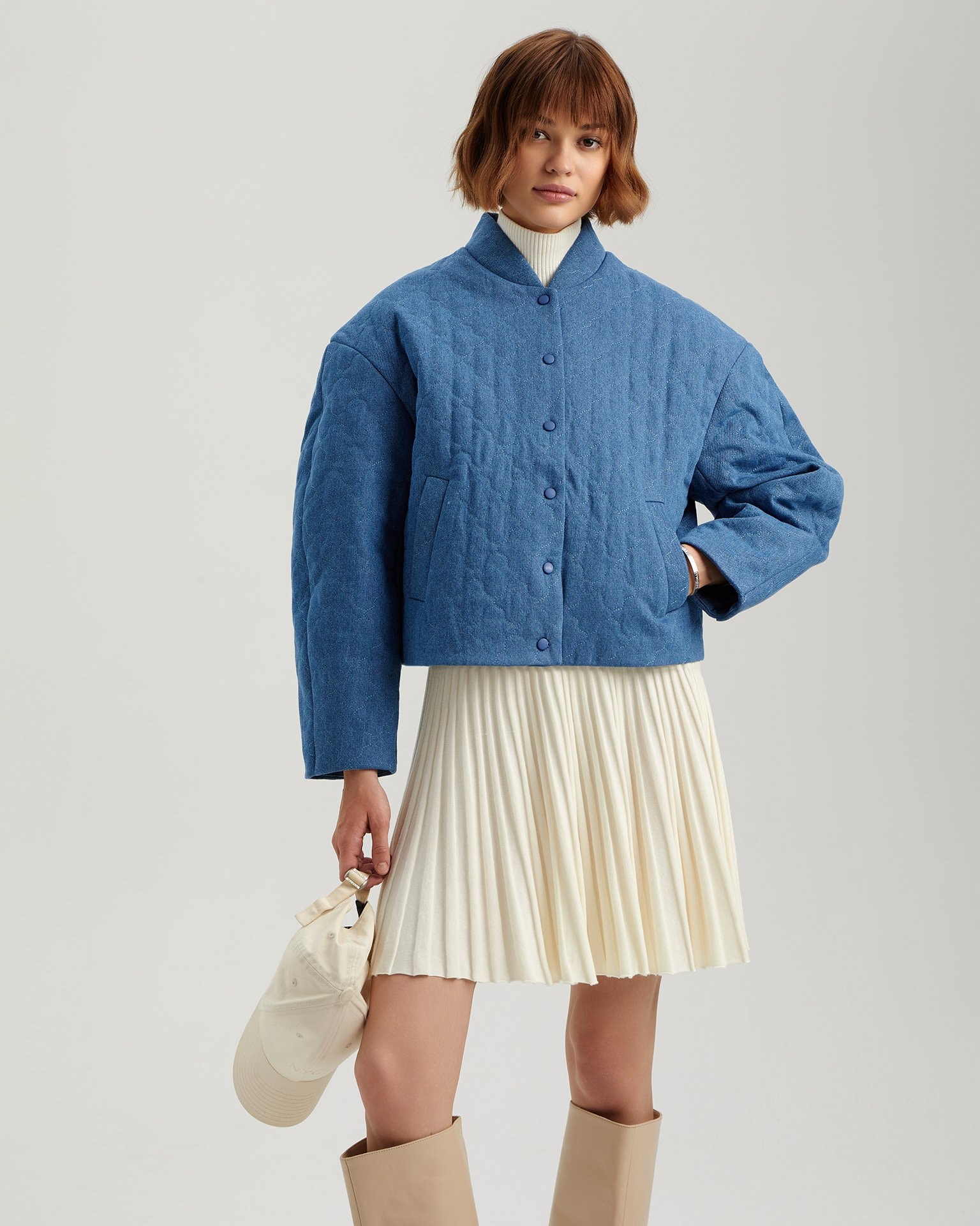 Denim Bomber Jacket, Blue — photo 2