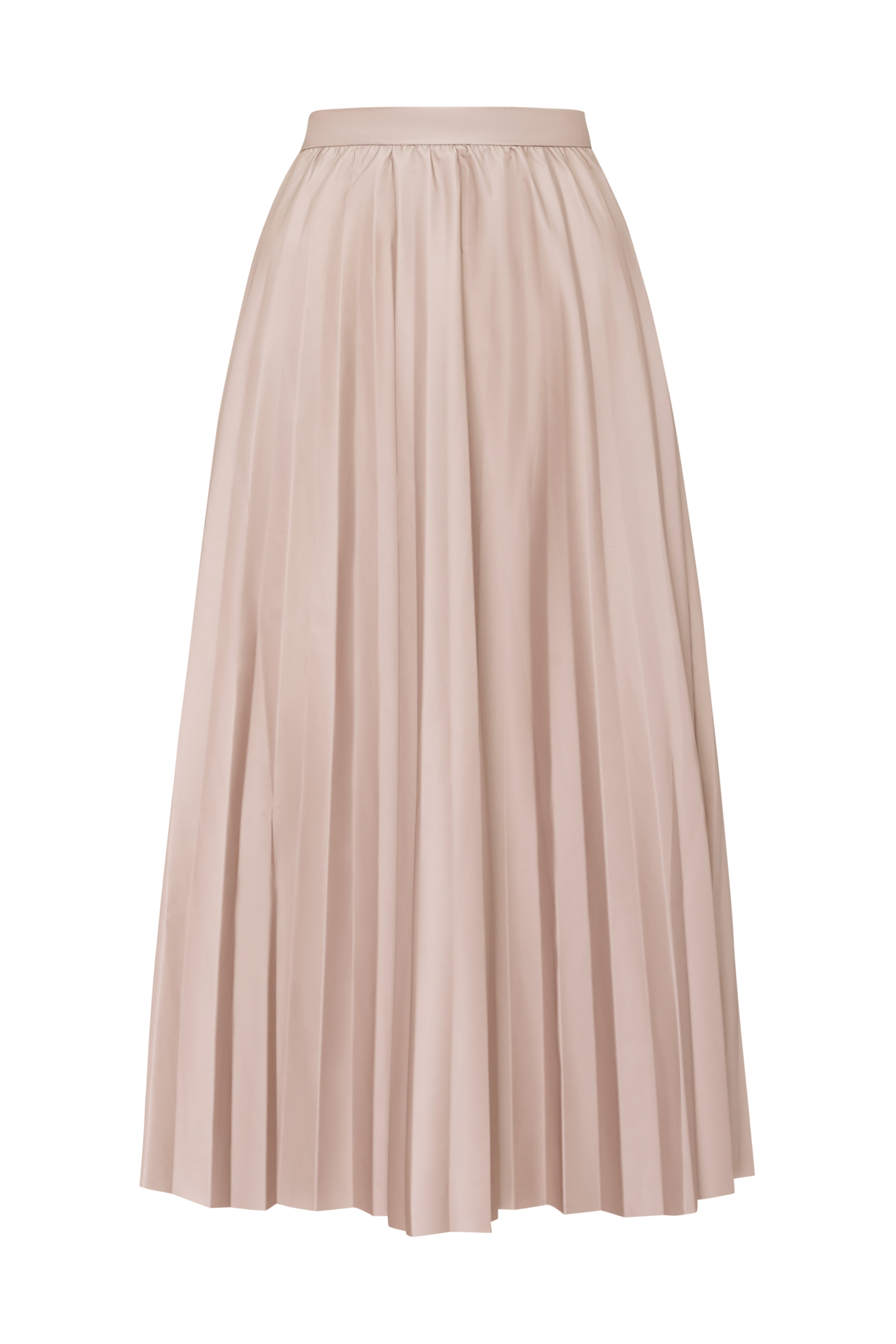 A long pleated skirt in beige