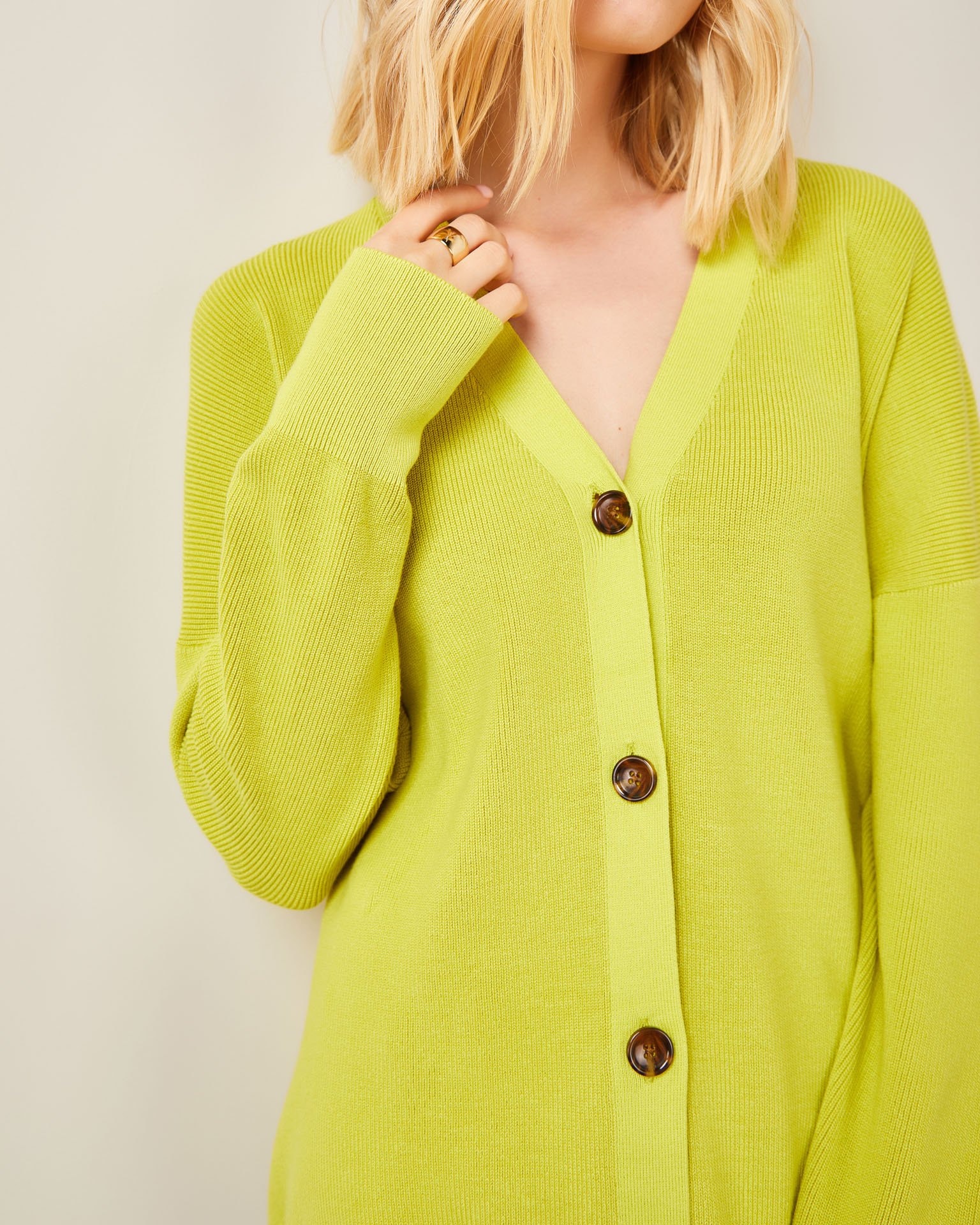 A longline cardigan, Lime — photo 2