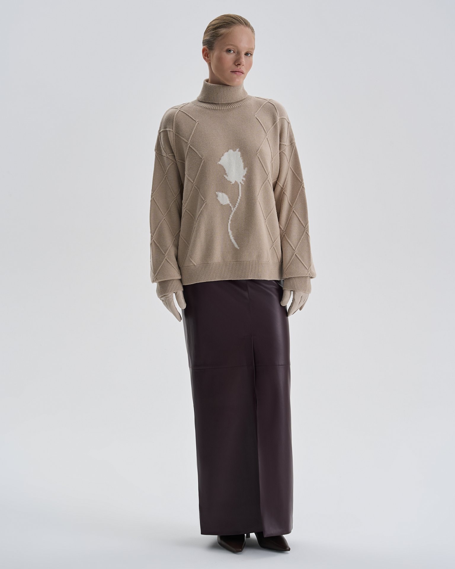 Sweater with voluminous sleeves, Beige — photo 4