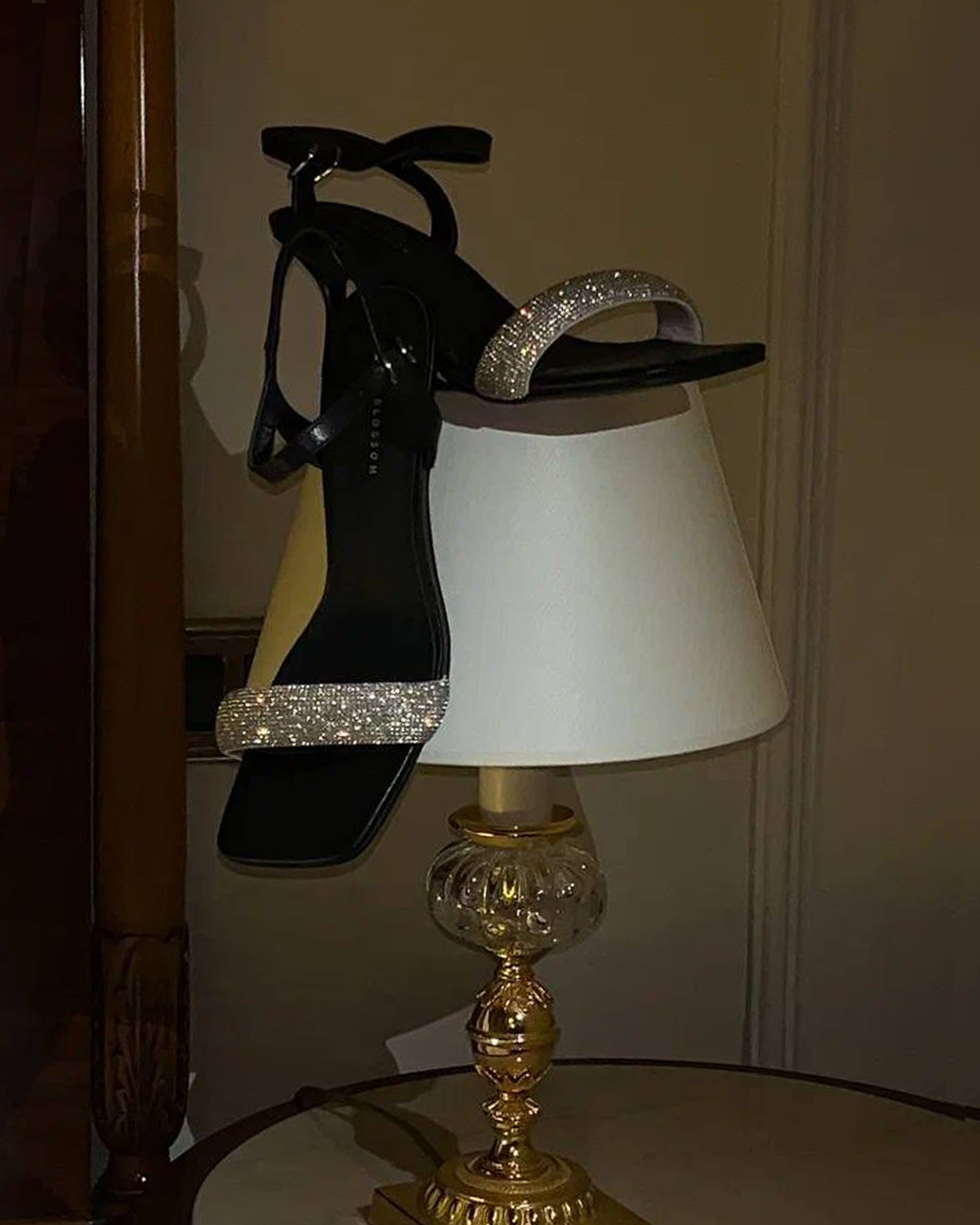 Sandals with crystals, Black — photo 2
