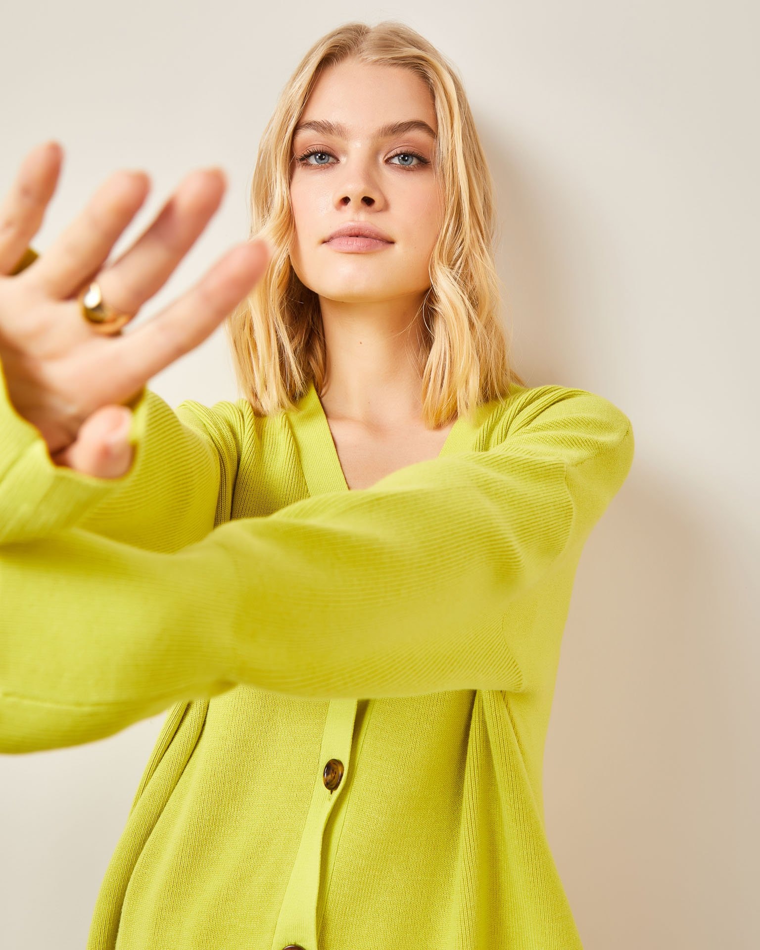 A longline cardigan, Lime — photo 5