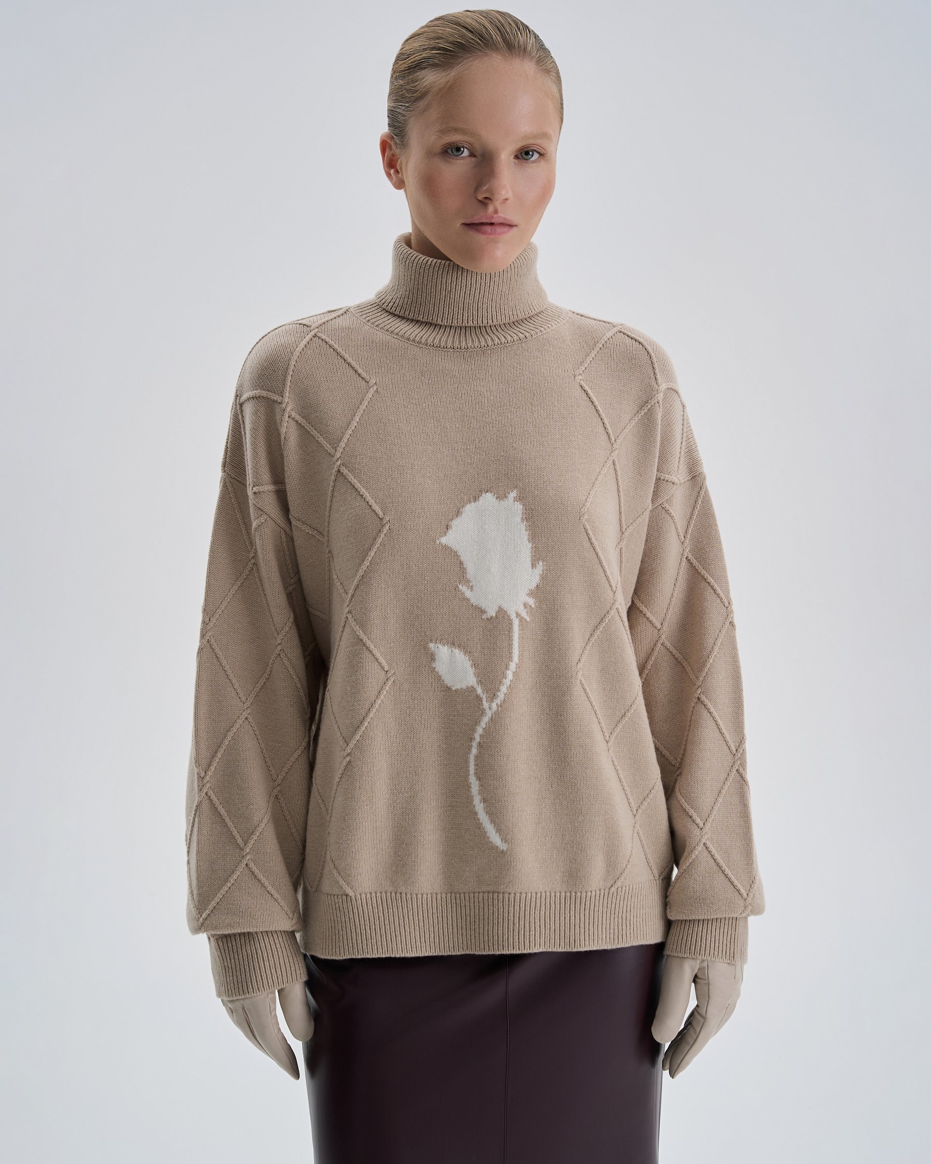 Sweater with voluminous sleeves, Beige — photo 6