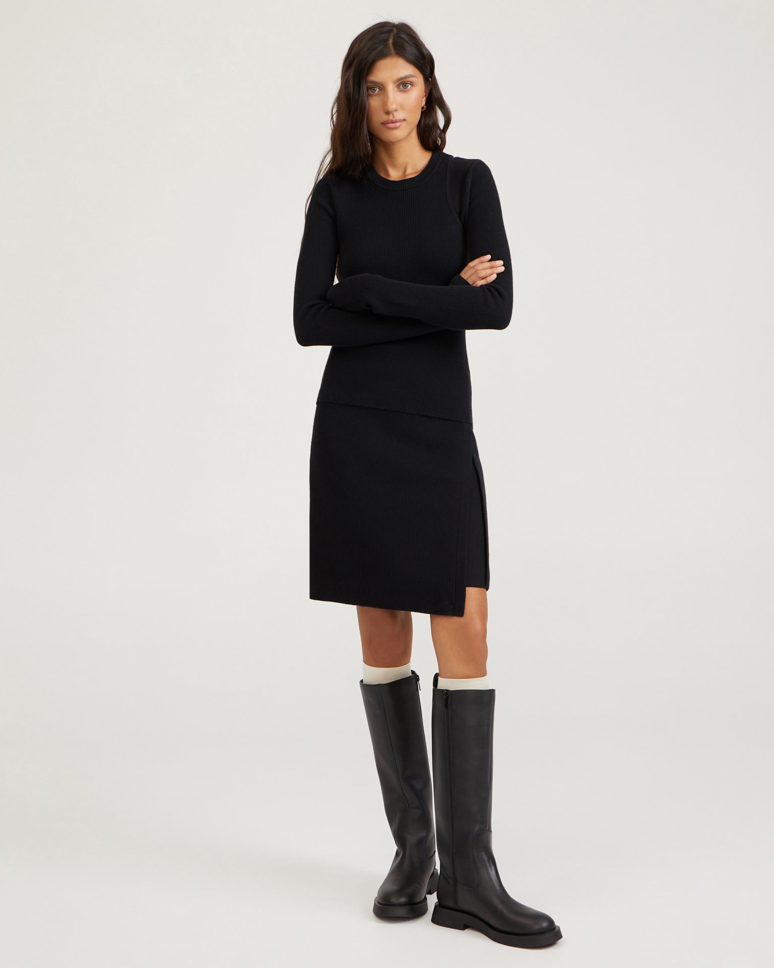 Asymmetric mini skirt, Black — photo 3