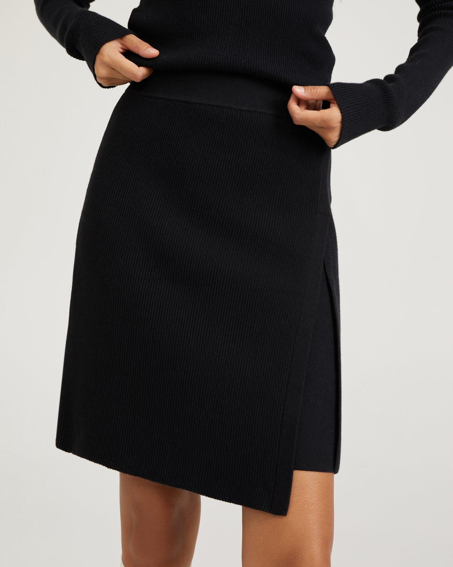 Asymmetric mini skirt, Black — photo 8