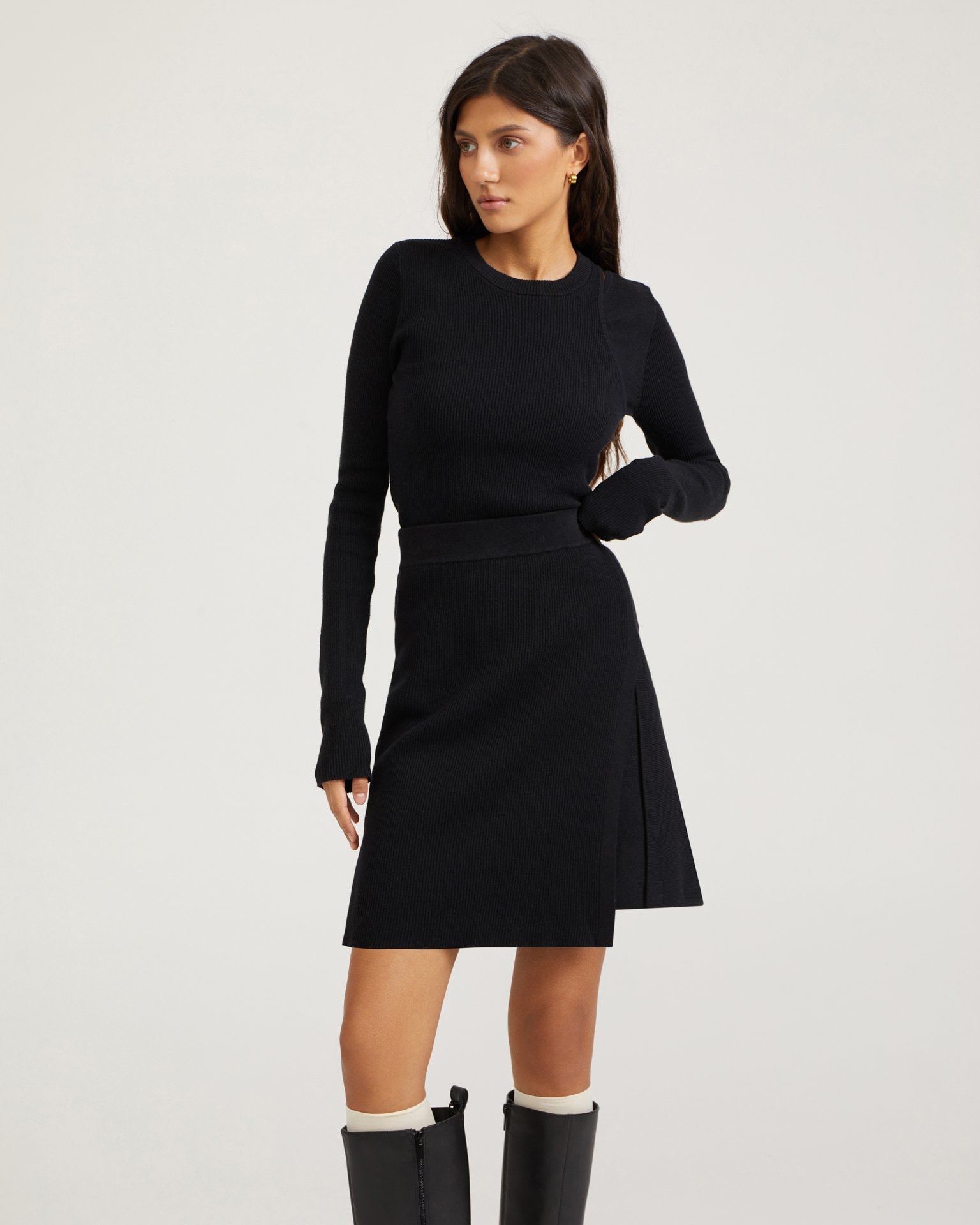 Asymmetric mini skirt, Black — photo 2