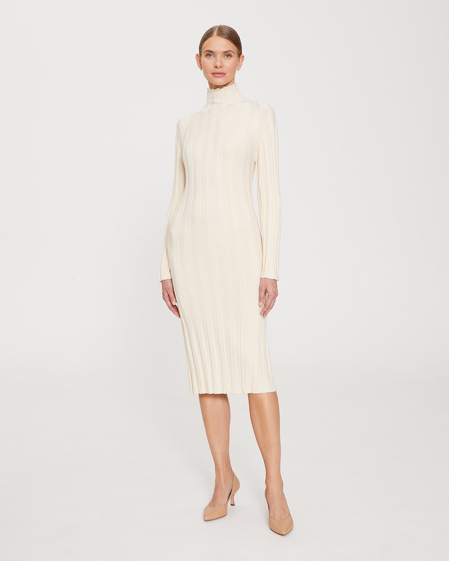 Light beige knit dress, Light Beige — photo 2