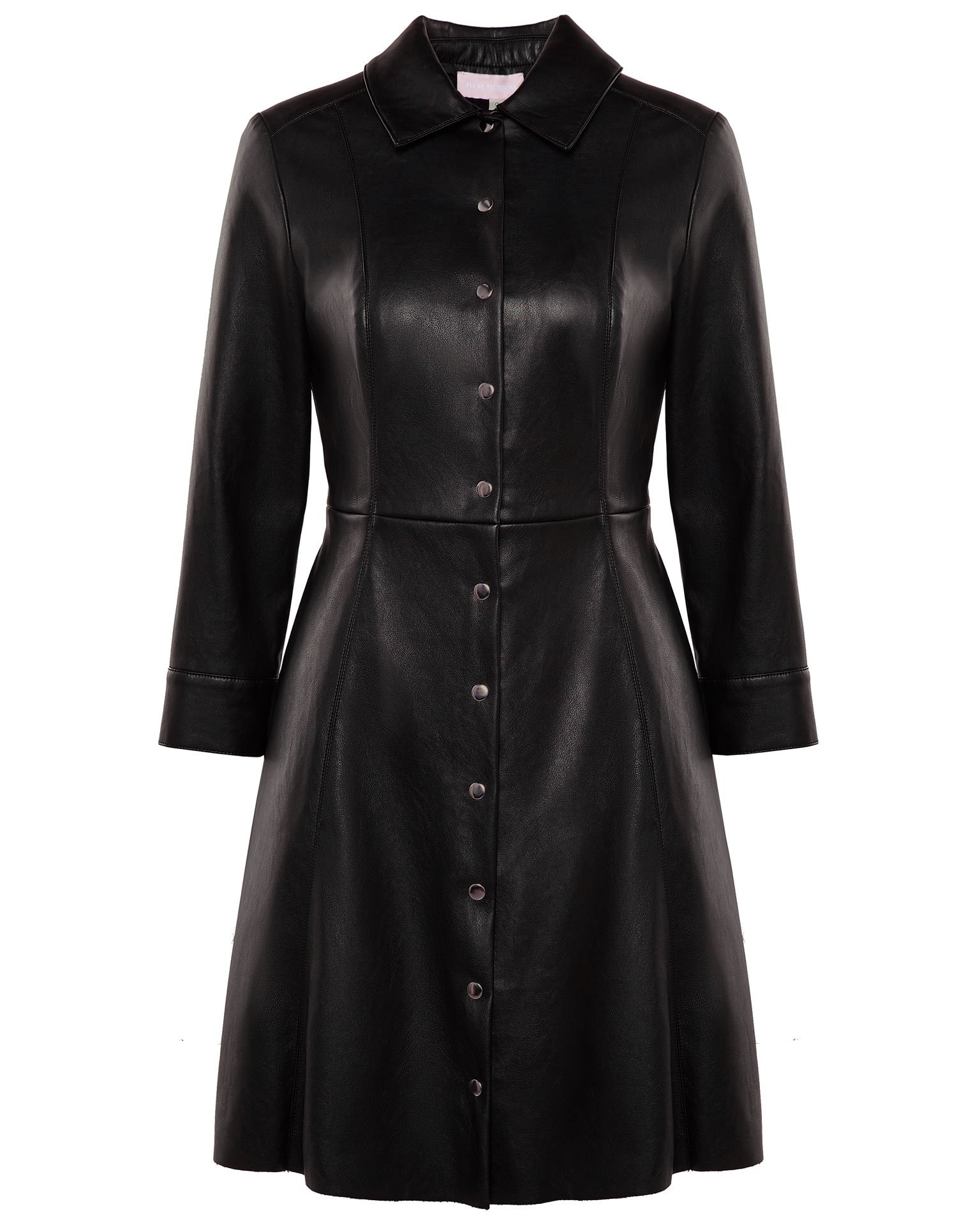 Button-Up Leather Dress, Black — photo 6
