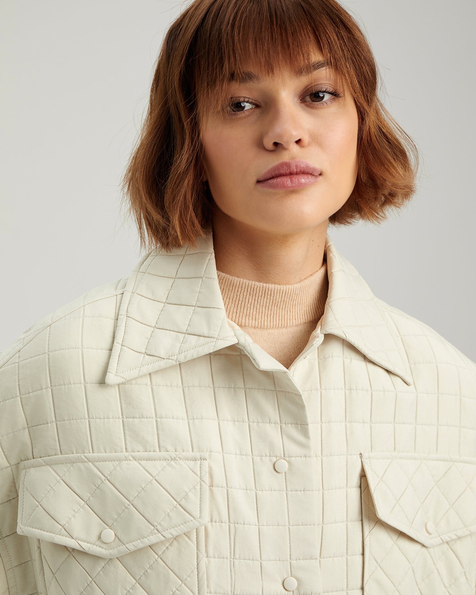 Oversized shirt jacket, Beige — photo 5