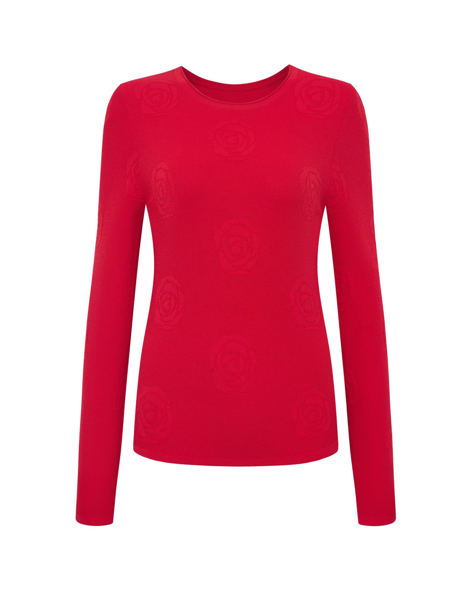Jumper with textured roses, Red — photo 7