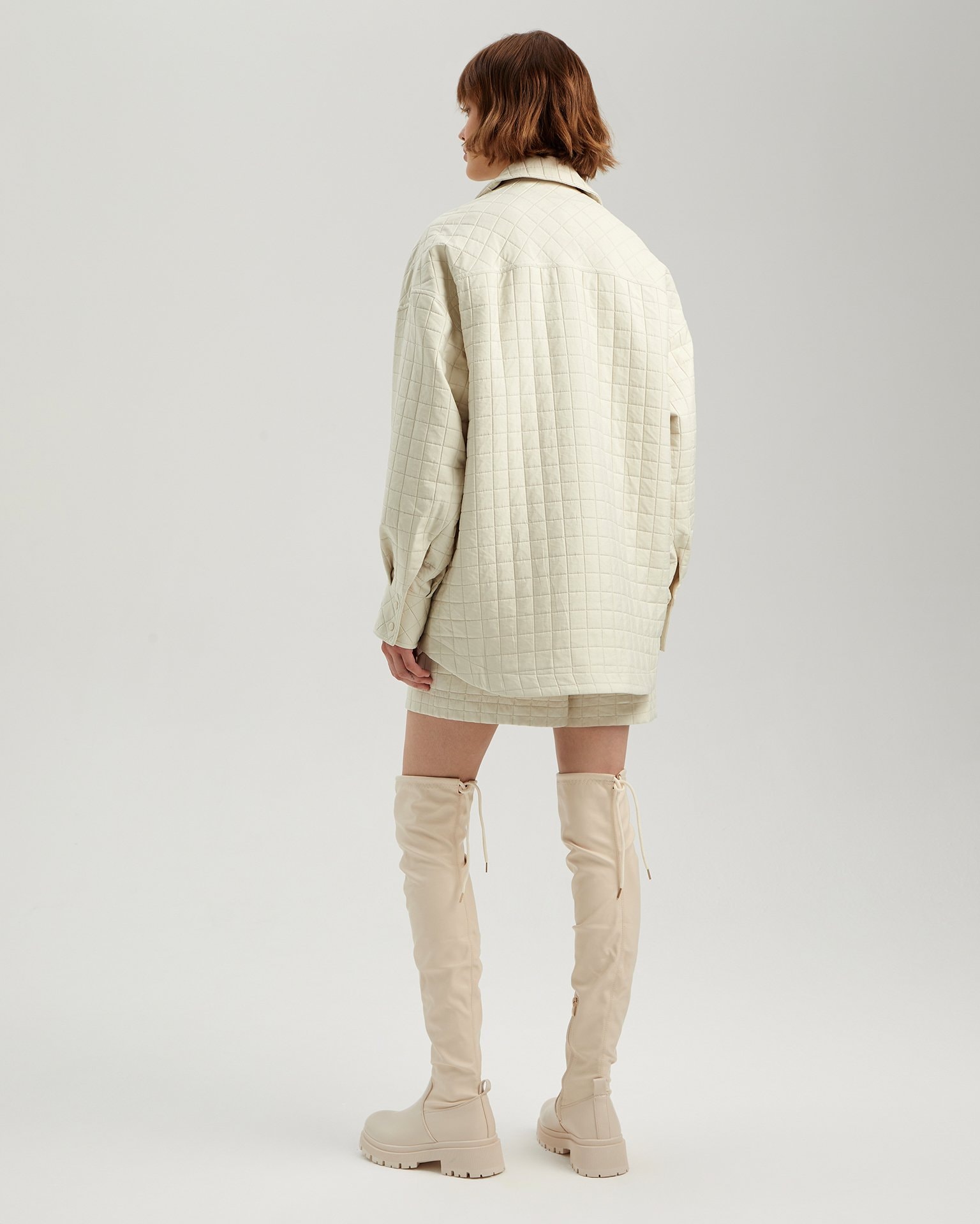 Oversized shirt jacket, Beige — photo 4